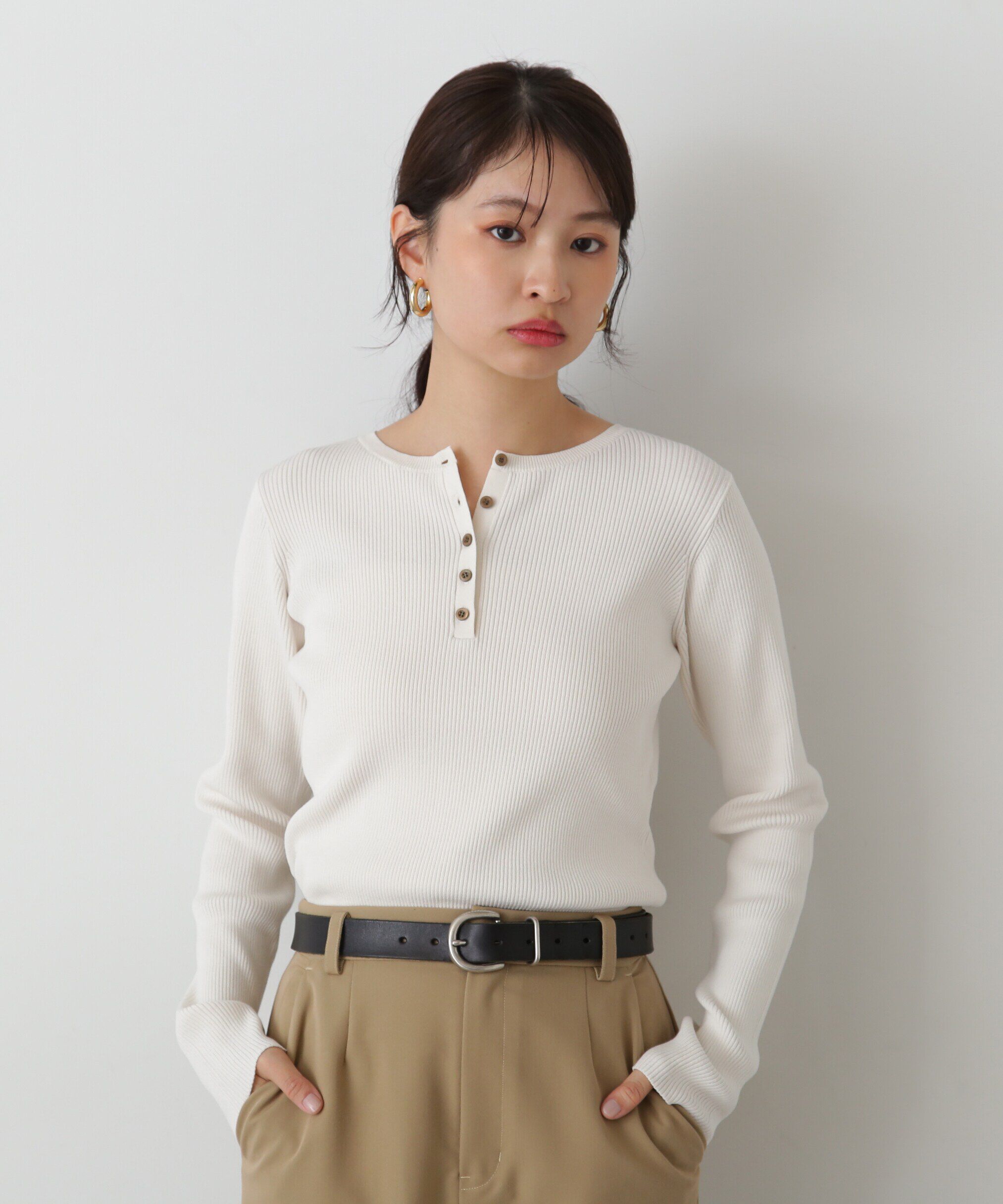  「ヘンリーネックプルオーバーニット」|ニット・セーター|