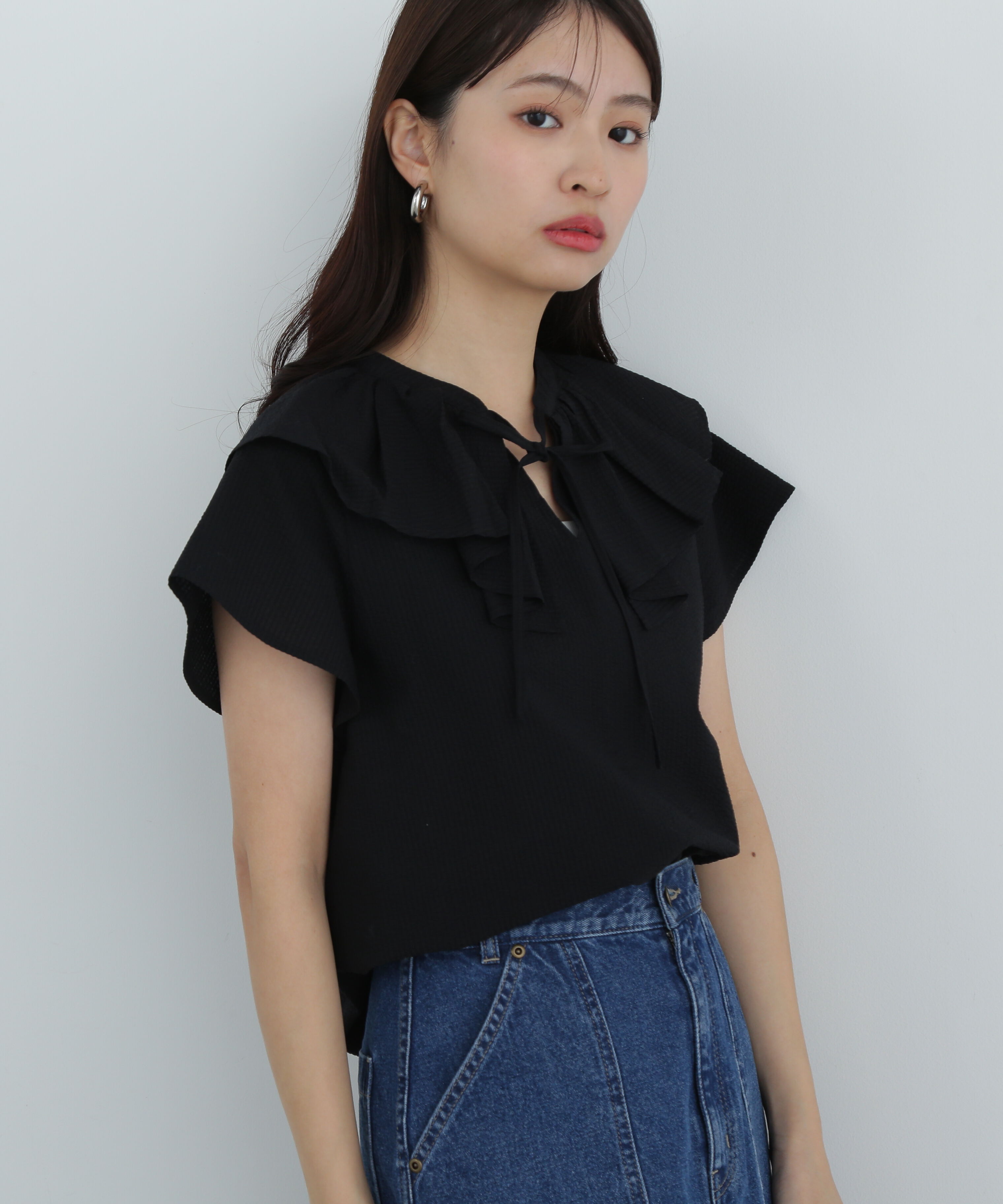  「サッカーラッフルリボンブラウス」|シャツ・ブラウス|