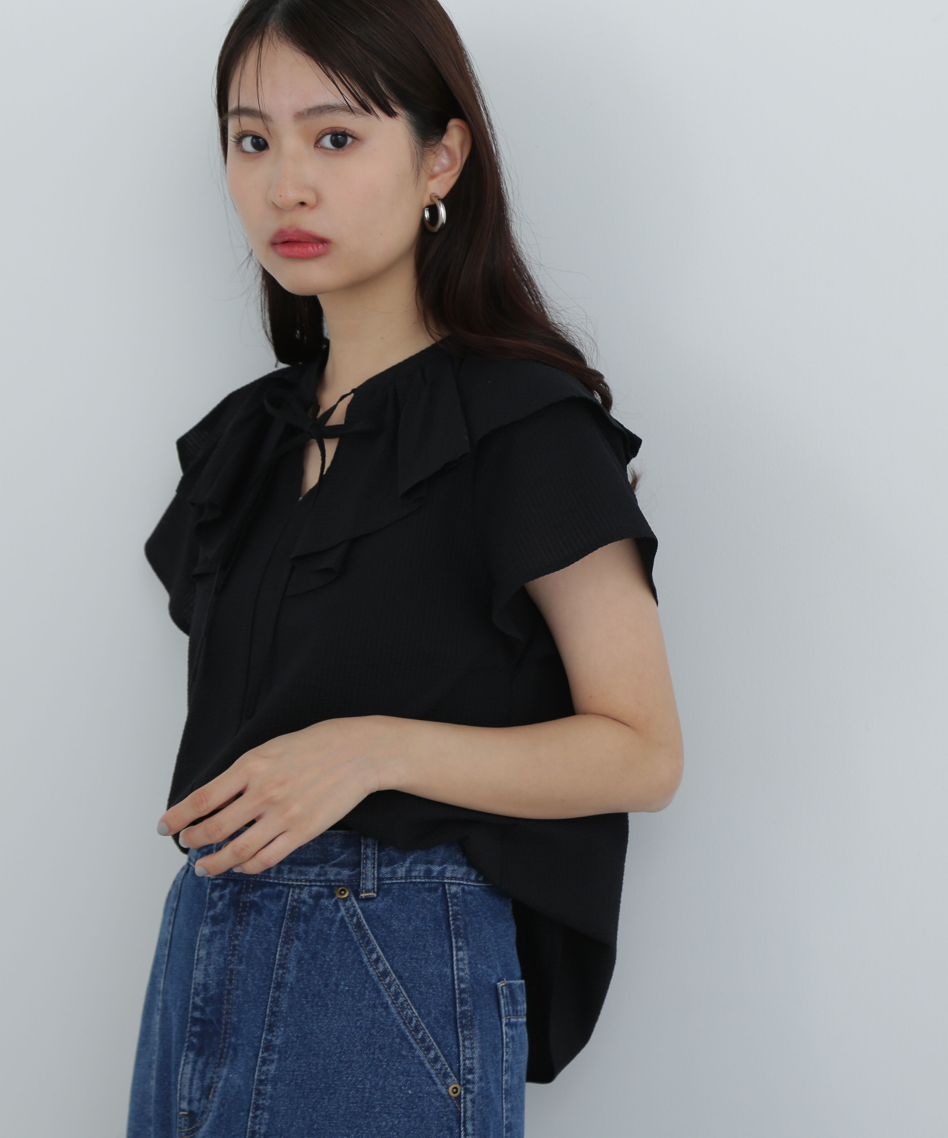  「サッカーラッフルリボンブラウス」|シャツ・ブラウス|