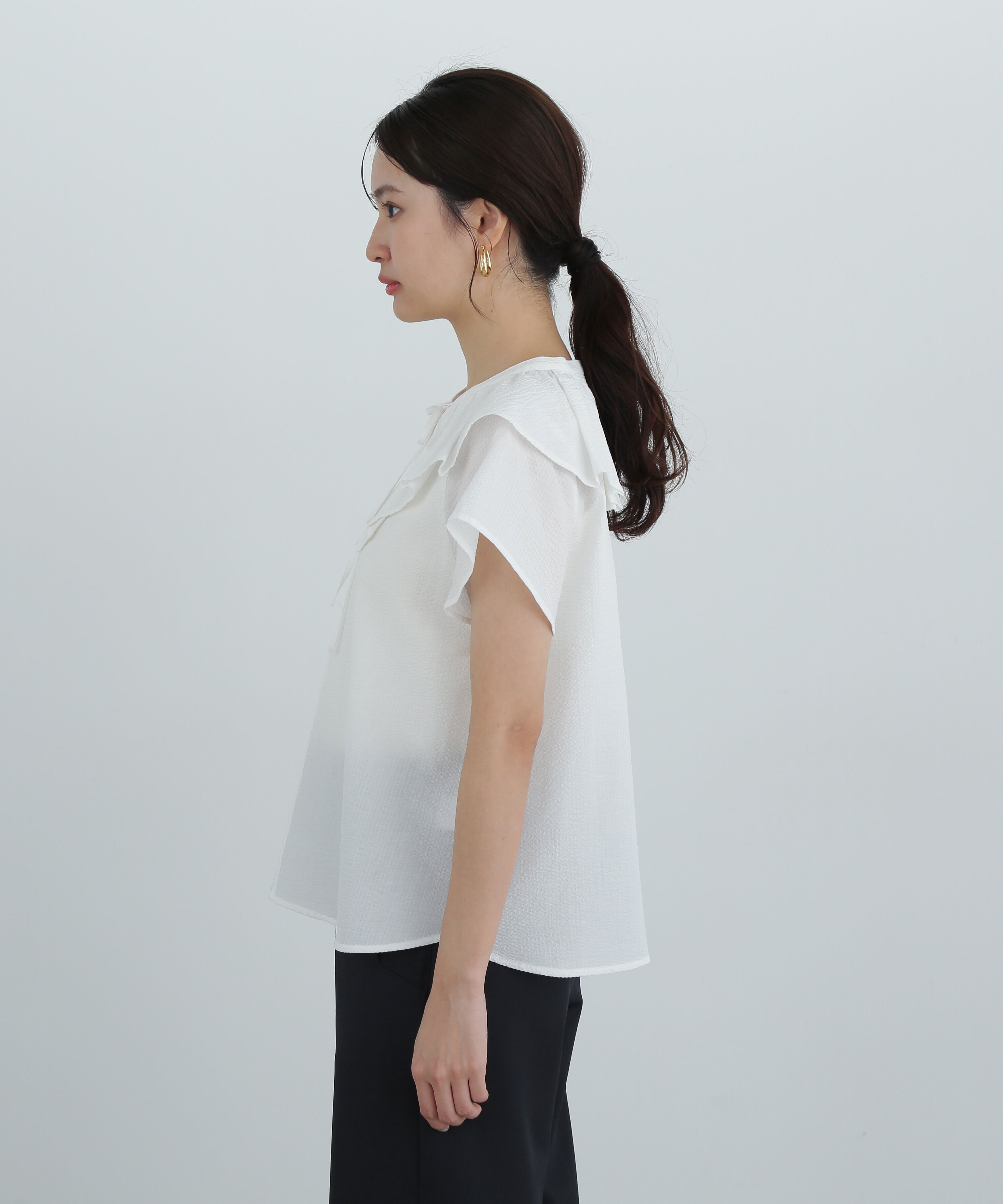  「サッカーラッフルリボンブラウス」|シャツ・ブラウス|