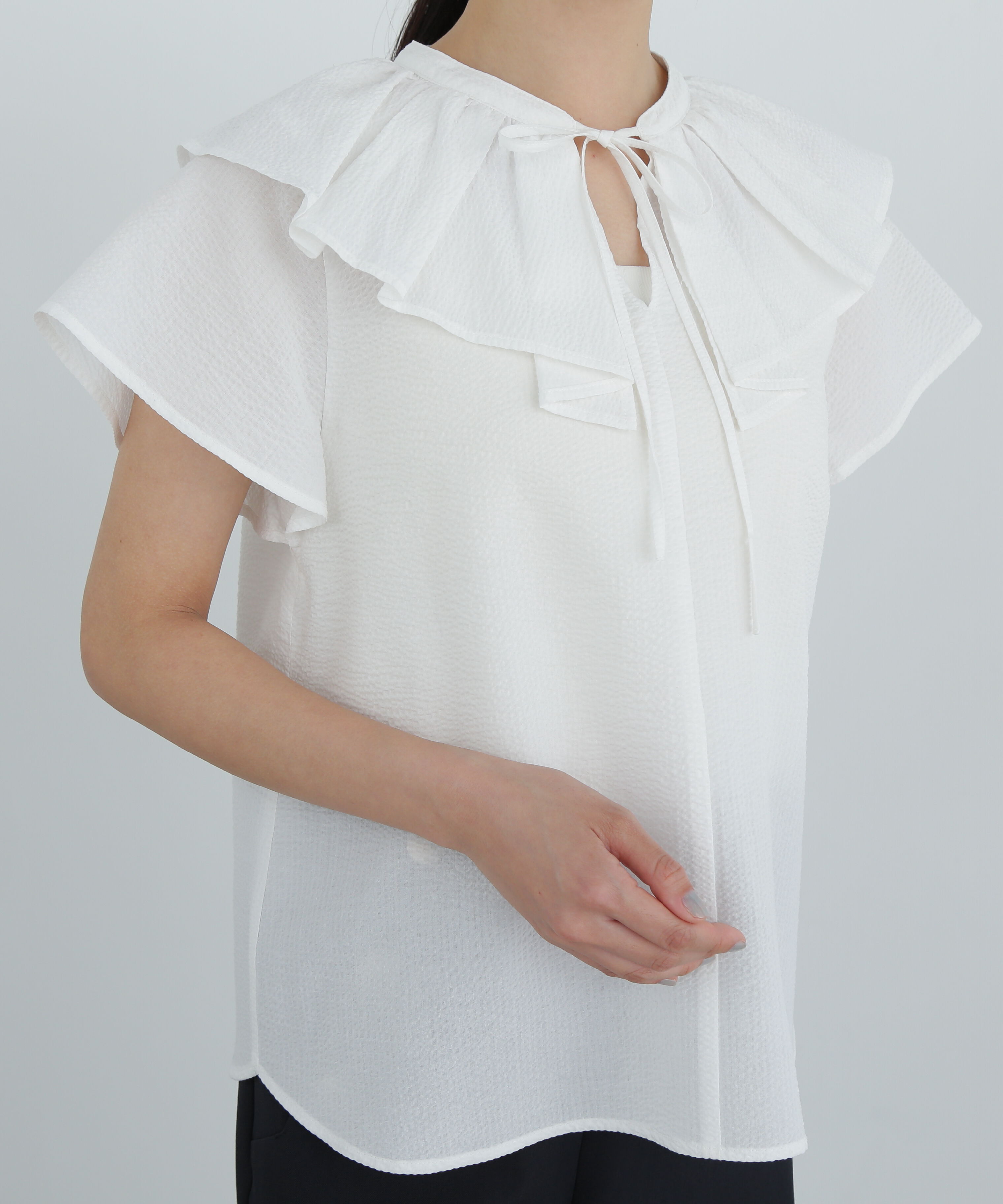  「サッカーラッフルリボンブラウス」|シャツ・ブラウス|