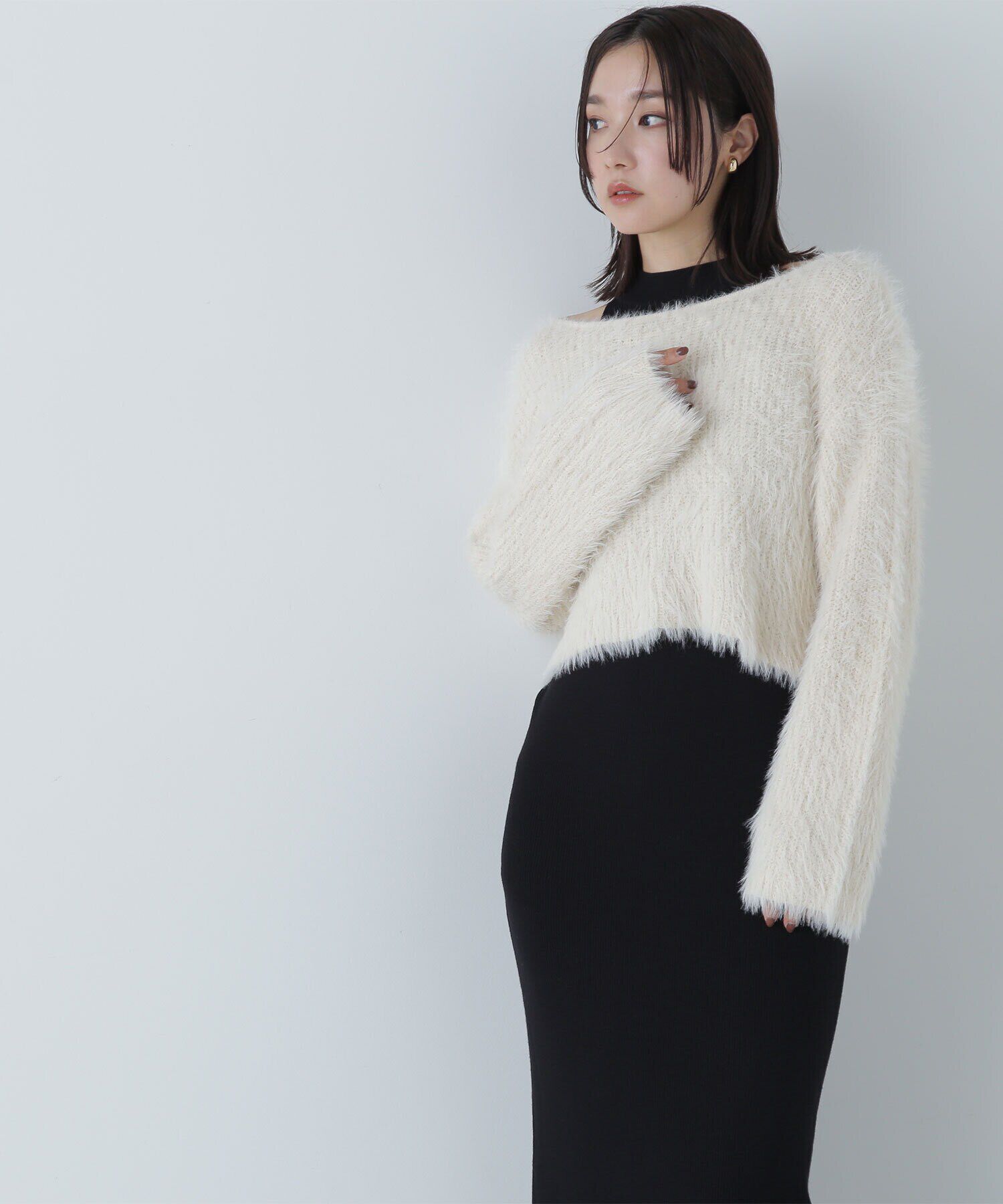  「フェザーニットレイヤードワンピース」|ワンピース|