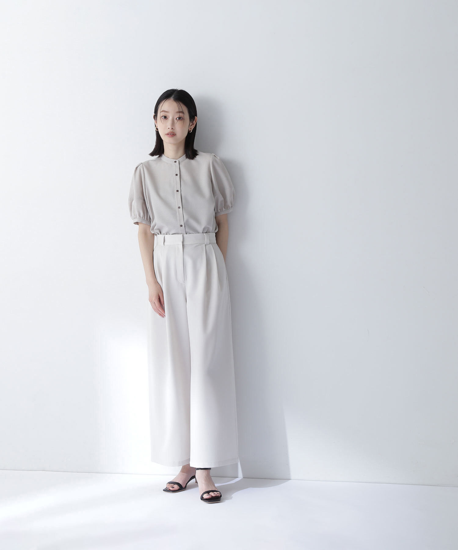  「リネンライク切替スリーブブラウス」|シャツ・ブラウス|