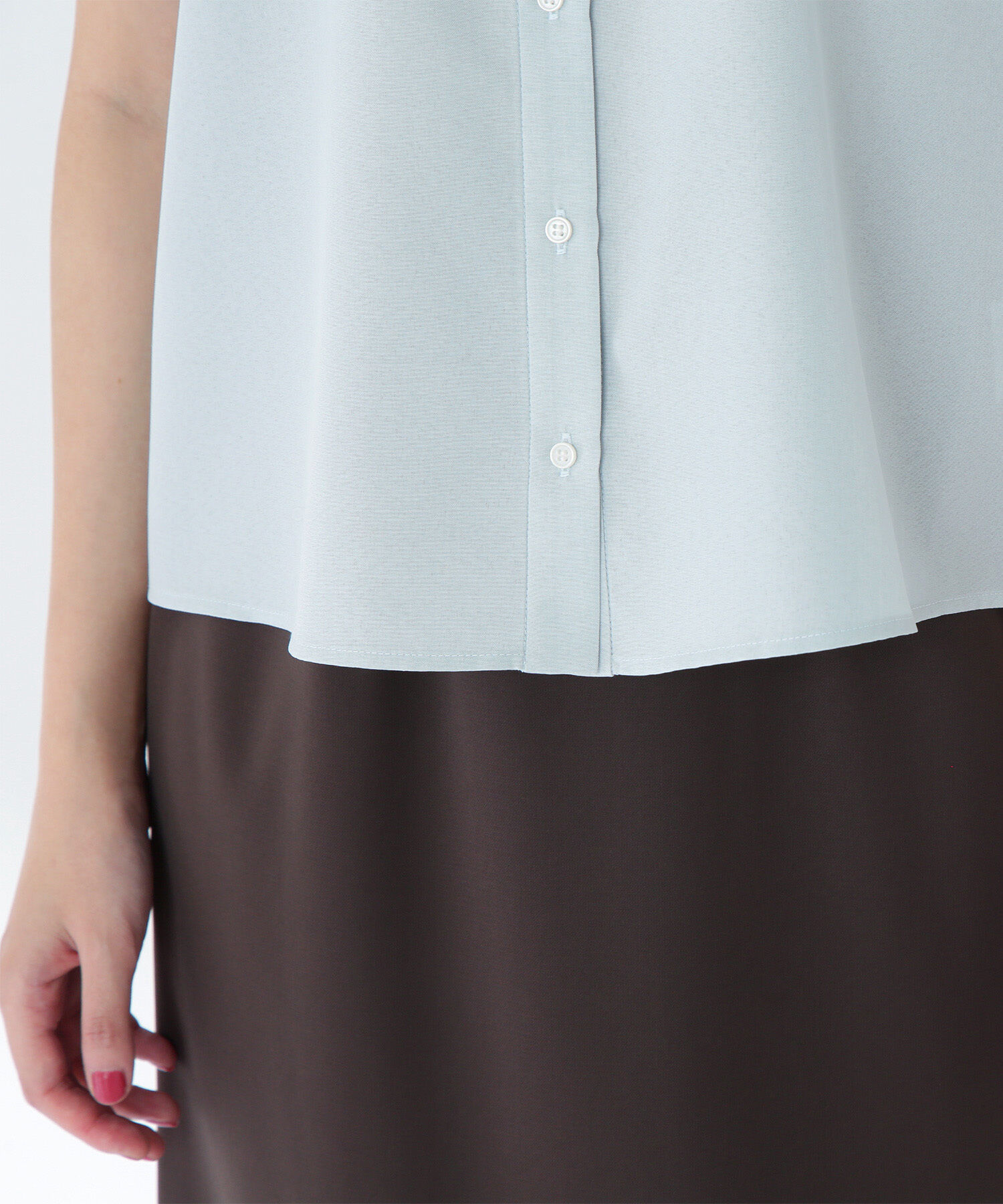  「リネンライク切替スリーブブラウス」|シャツ・ブラウス|