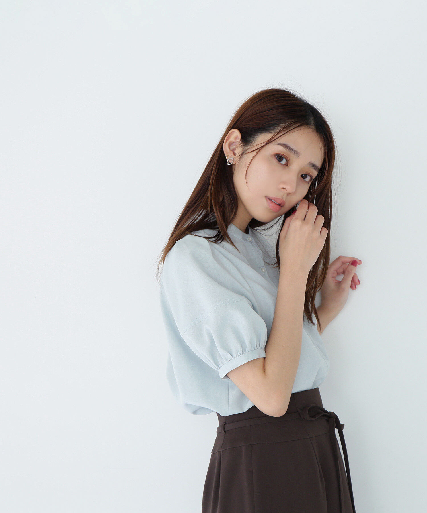  「リネンライク切替スリーブブラウス」|シャツ・ブラウス|