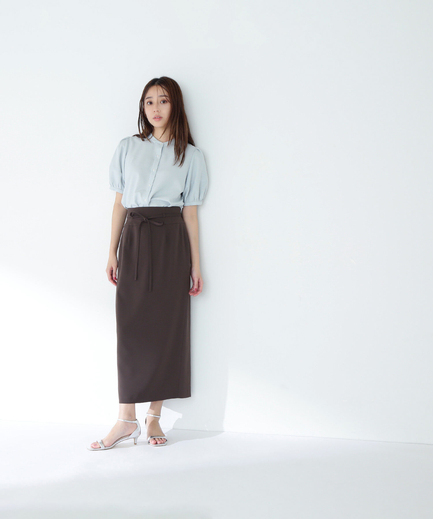  「リネンライク切替スリーブブラウス」|シャツ・ブラウス|