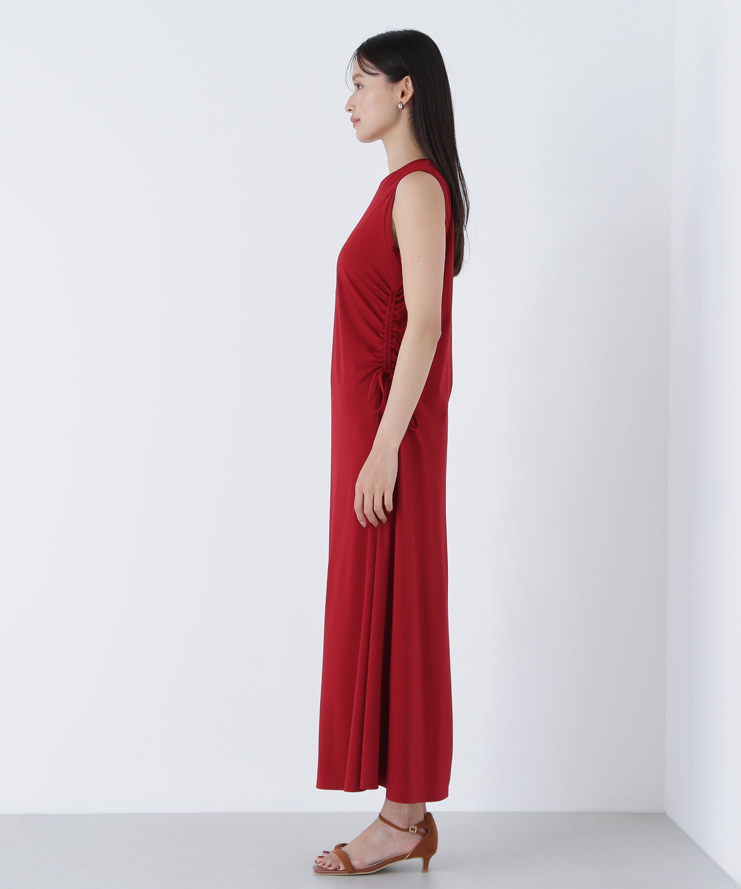  「サイドギャザーカットソーワンピース」|ワンピース|