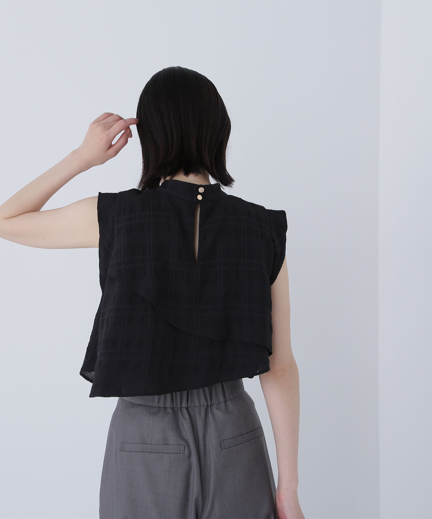  「サッカーチェックラッフルブラウス」|シャツ・ブラウス|