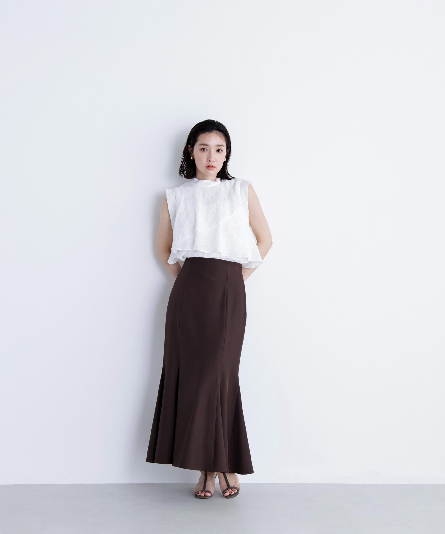  「サッカーチェックラッフルブラウス」|シャツ・ブラウス|