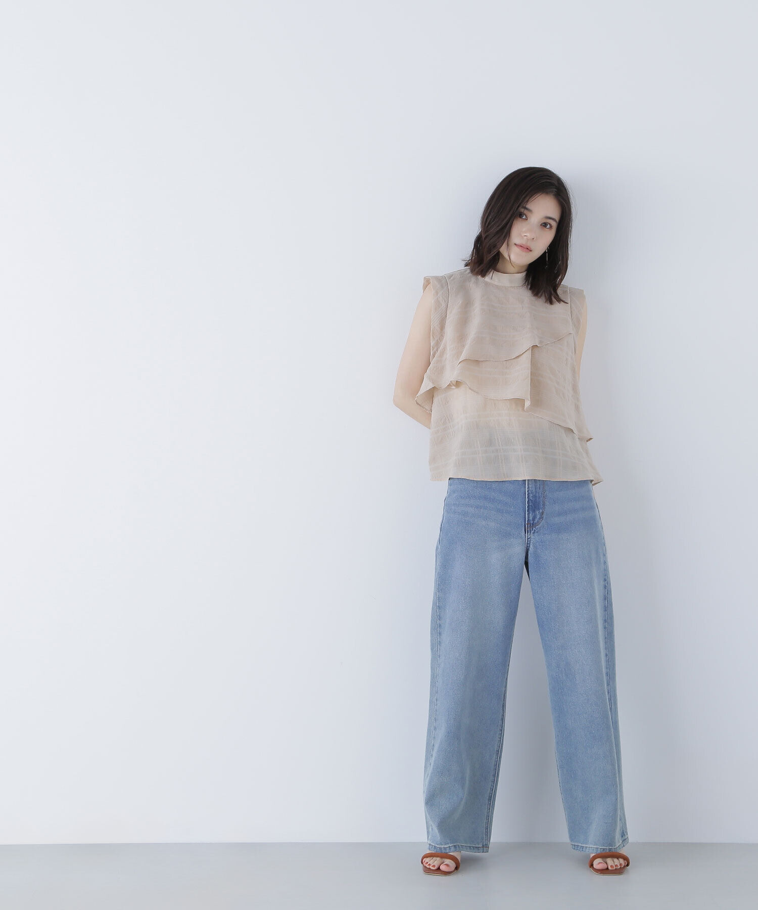  「サッカーチェックラッフルブラウス」|シャツ・ブラウス|