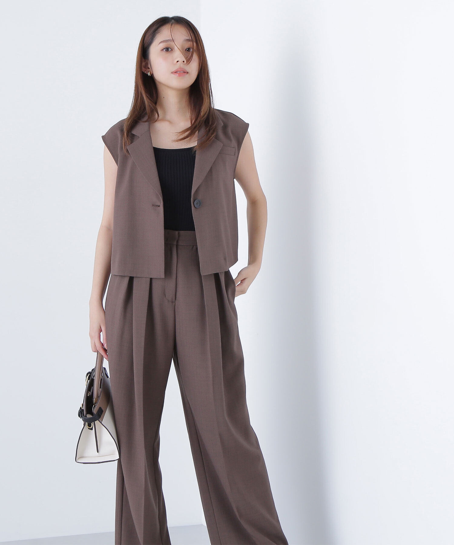  「クロップドジレセットアップ」|ワンピース|ブラウン