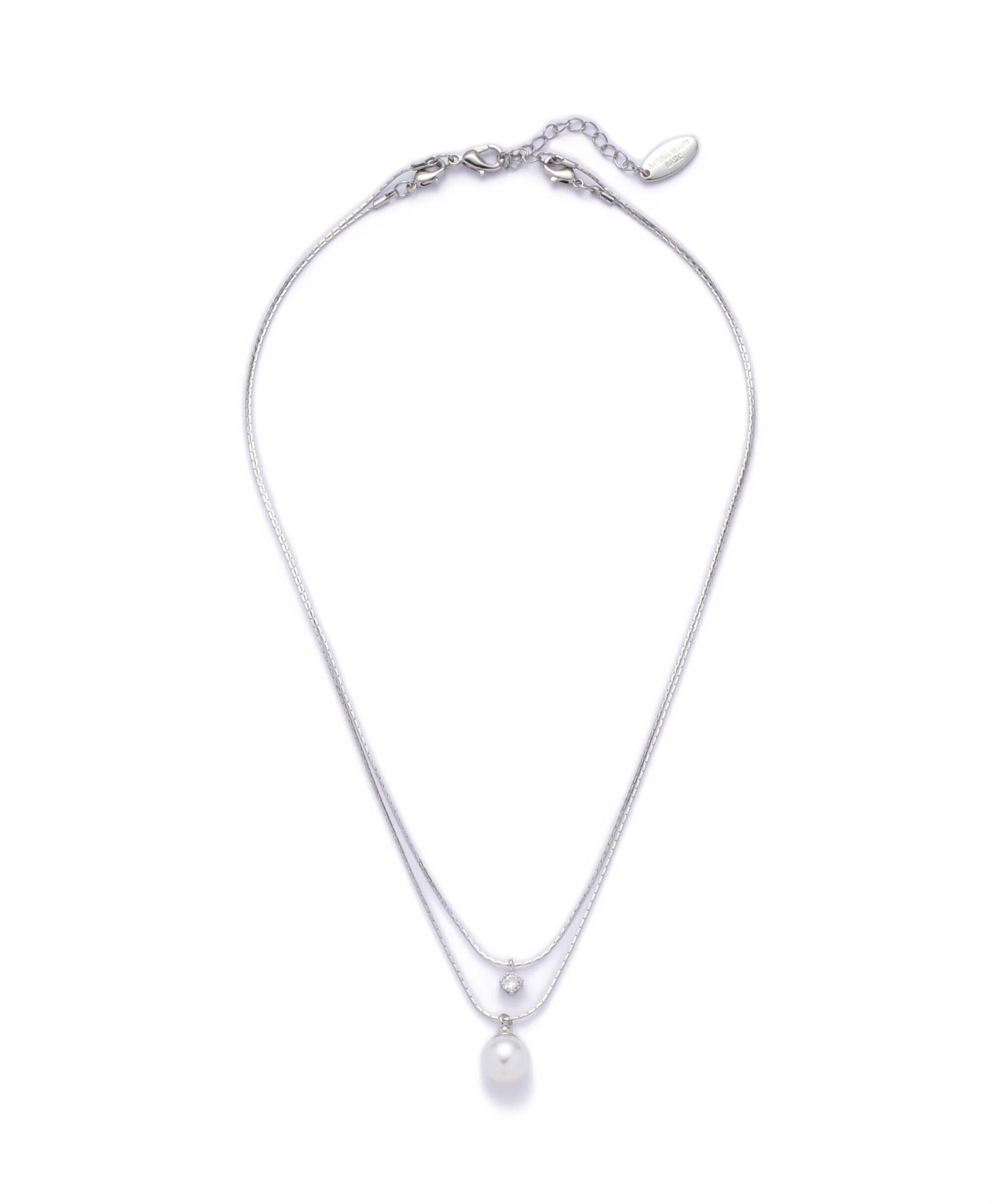  「パール＆ストーンプチペンダント」|ネックレス|シルバー