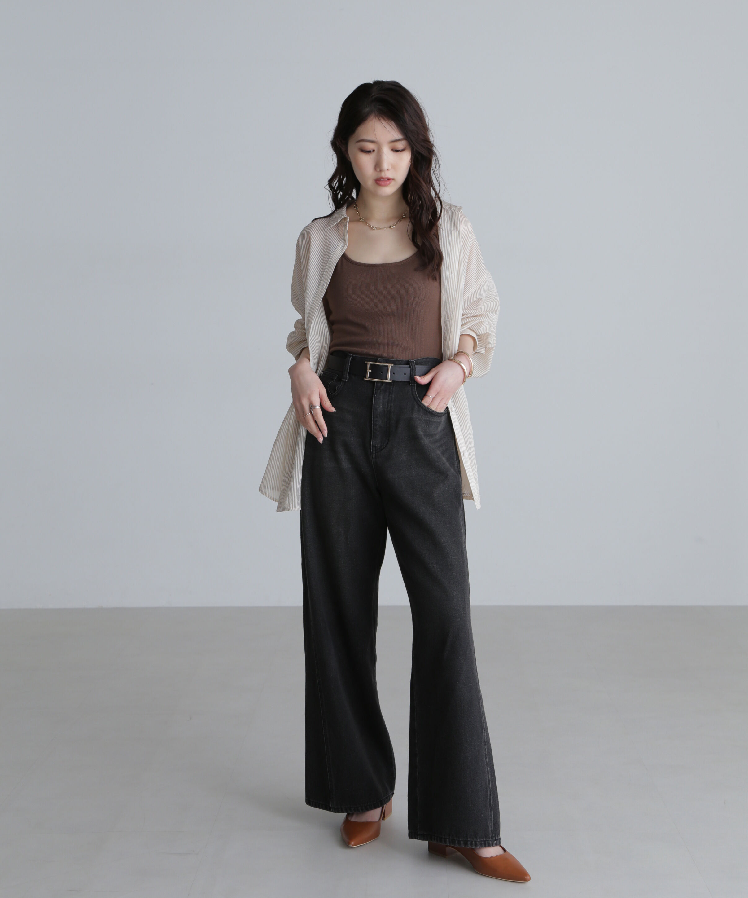  「シアーストライプオーバーシャツ」|シャツ・ブラウス|