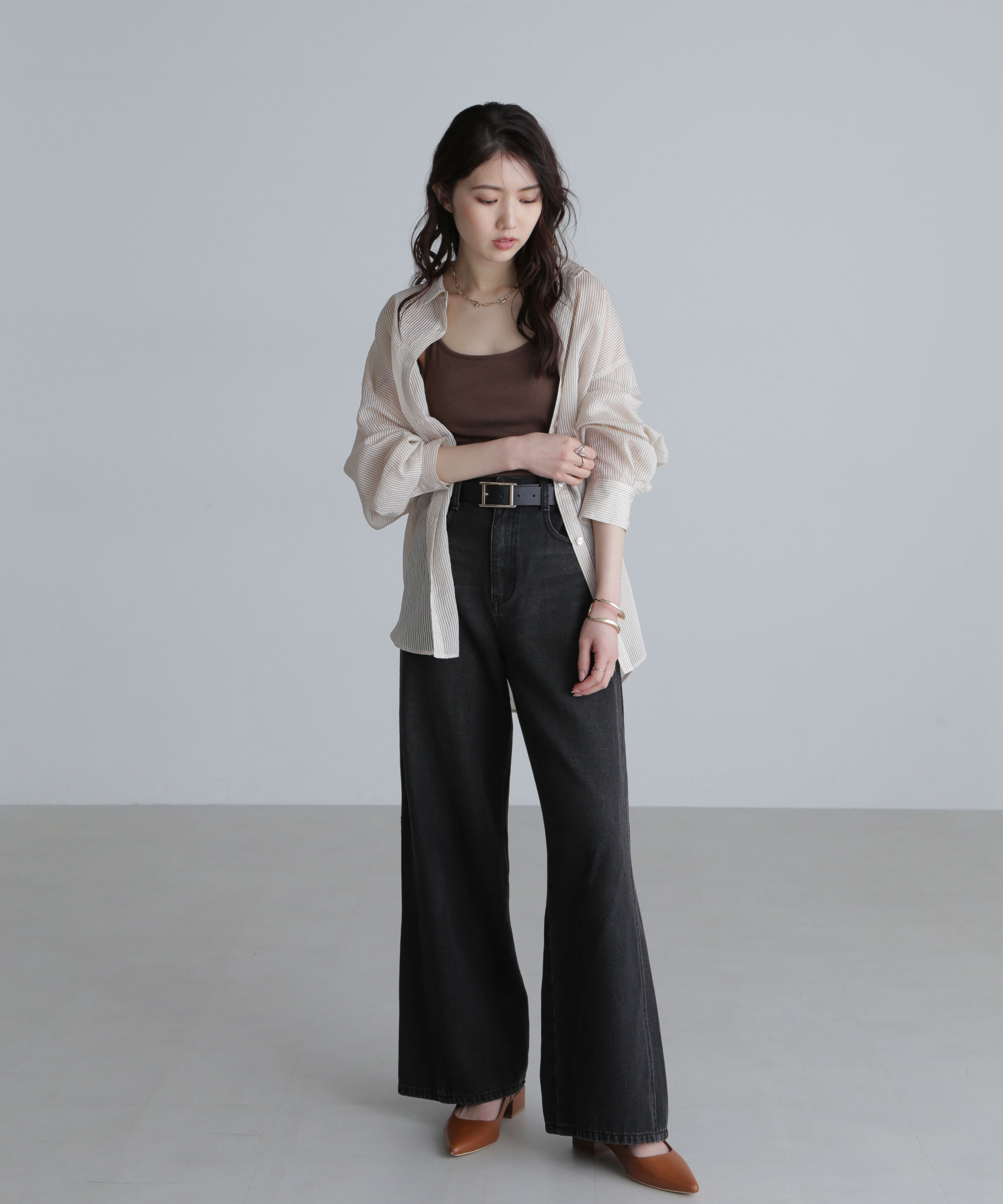  「シアーストライプオーバーシャツ」|シャツ・ブラウス|