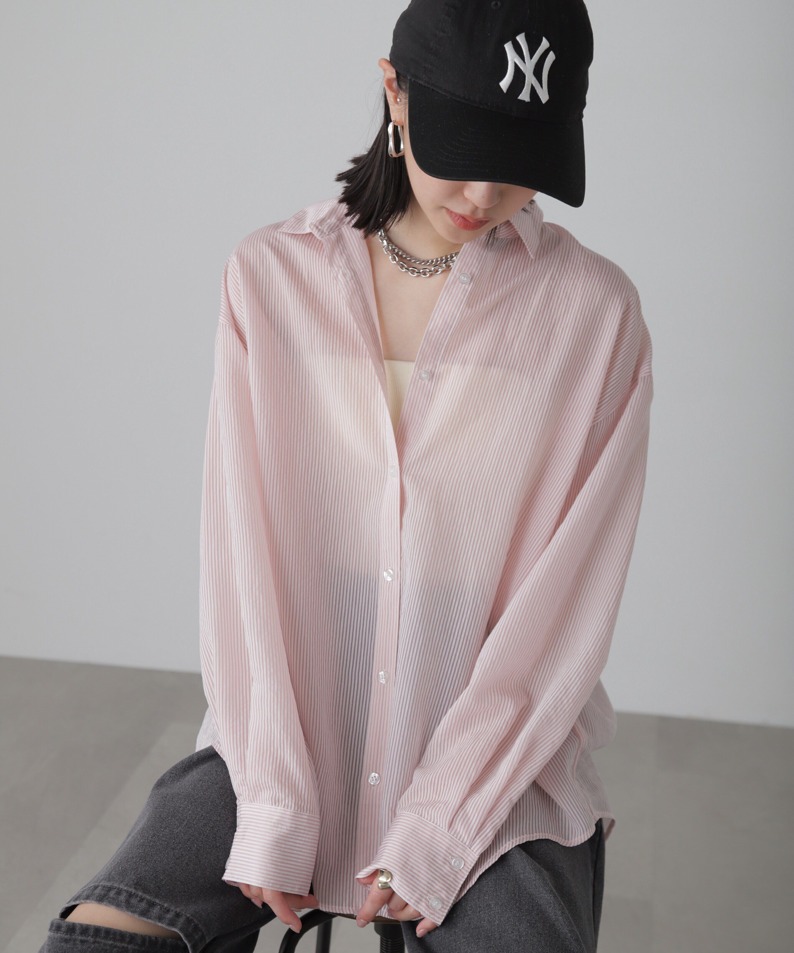  「シアーストライプオーバーシャツ」|シャツ・ブラウス|