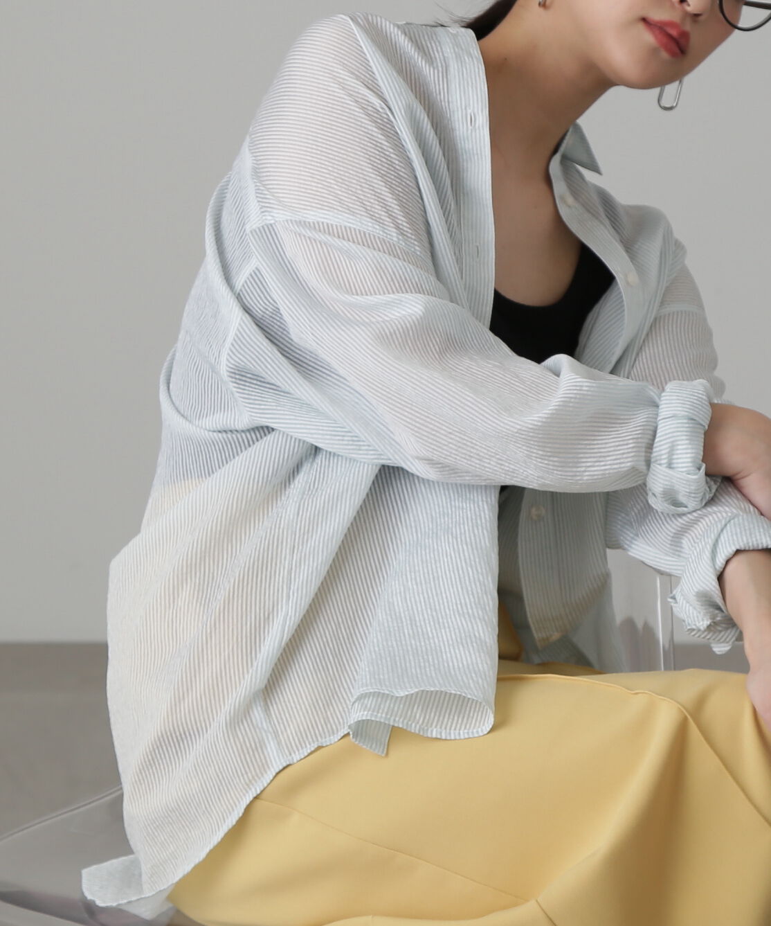  「シアーストライプオーバーシャツ」|シャツ・ブラウス|