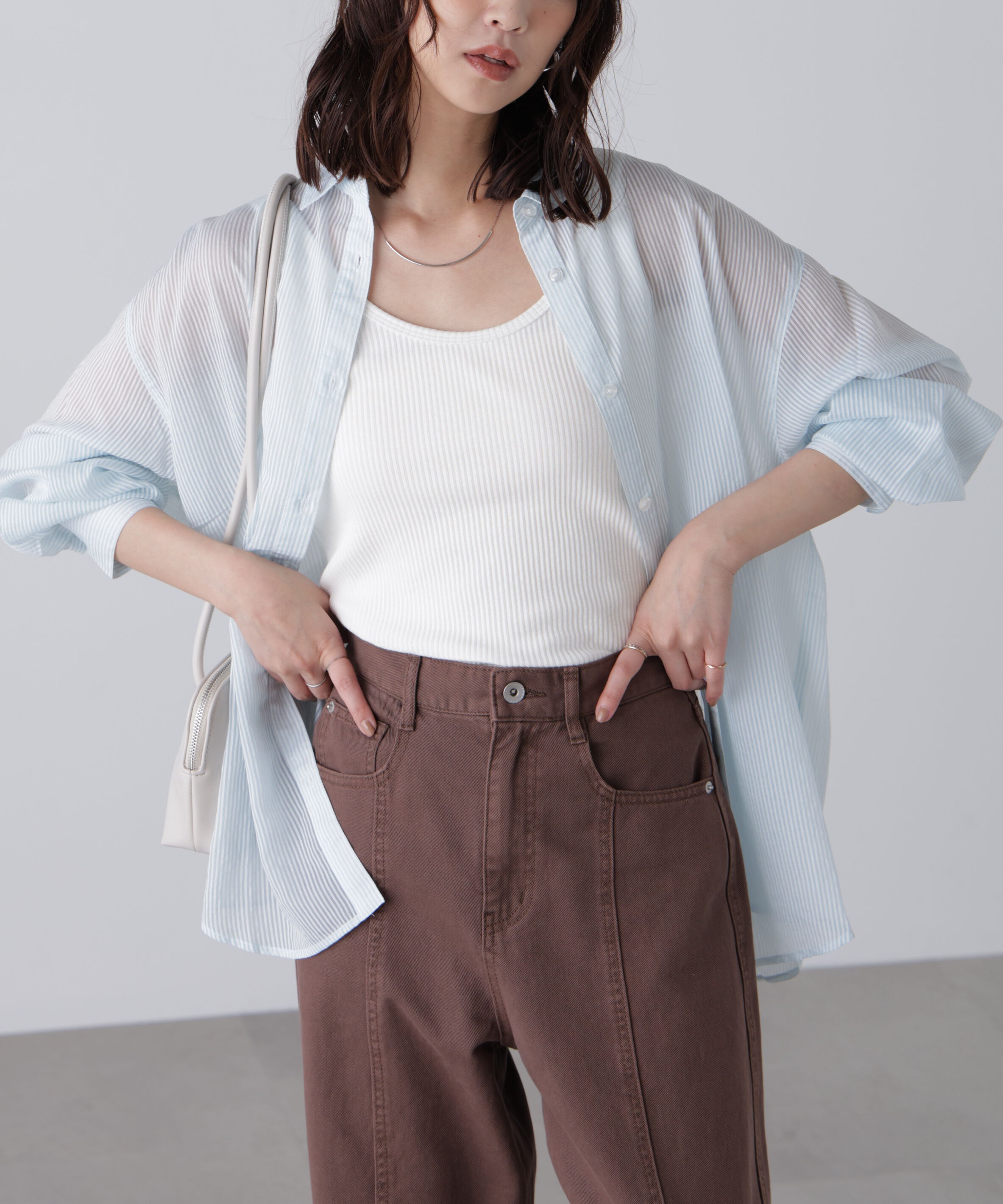  「シアーストライプオーバーシャツ」|シャツ・ブラウス|