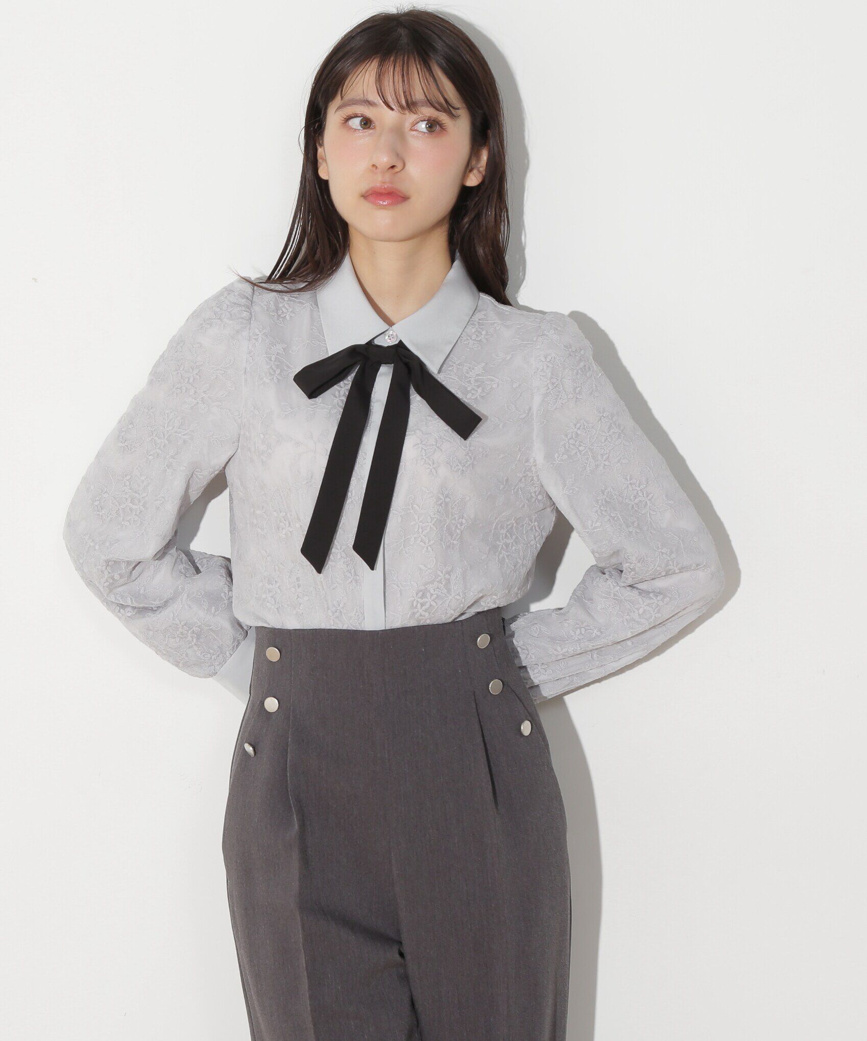  「リボンタイレースブラウス」|シャツ・ブラウス|