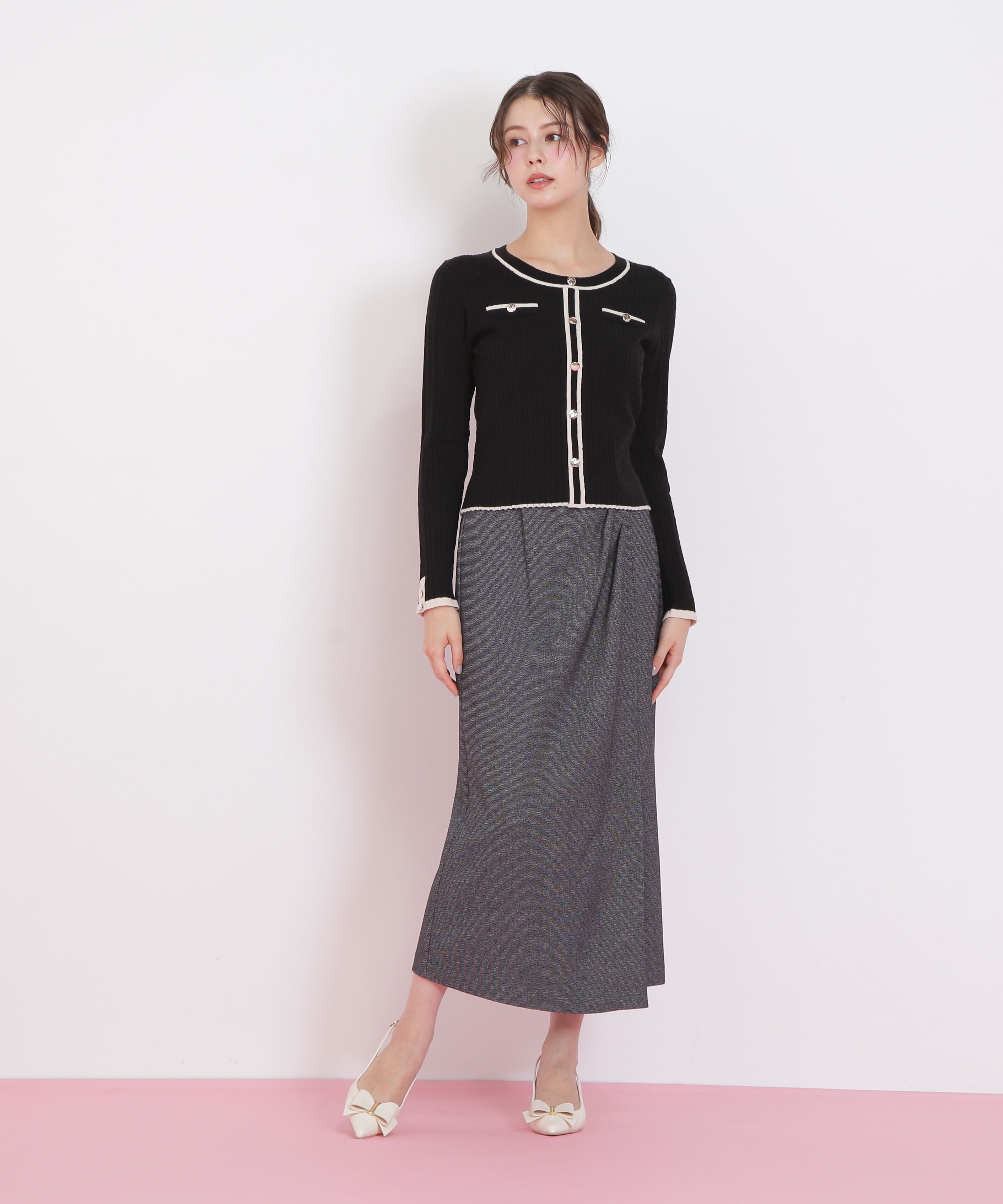  「バイカラーケーブルニット」|ニット・セーター|