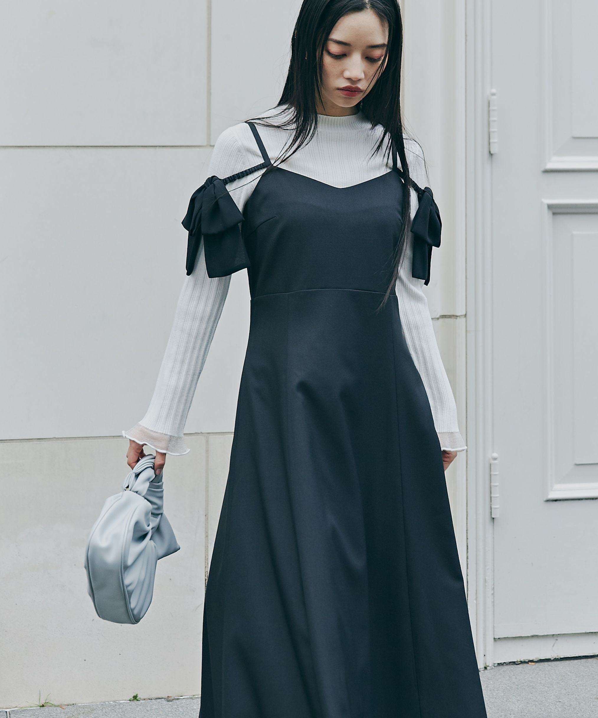 PROPORTION BODY DRESSING「ショルダーリボンキャミワンピース」|ワンピース|ブラック&times;ブラ