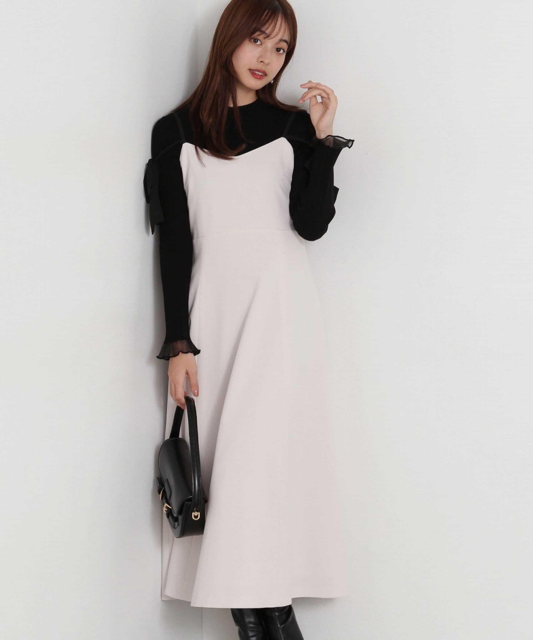 PROPORTION BODY DRESSING「ショルダーリボンキャミワンピース」|ワンピース|ベージュ&times;ブラ