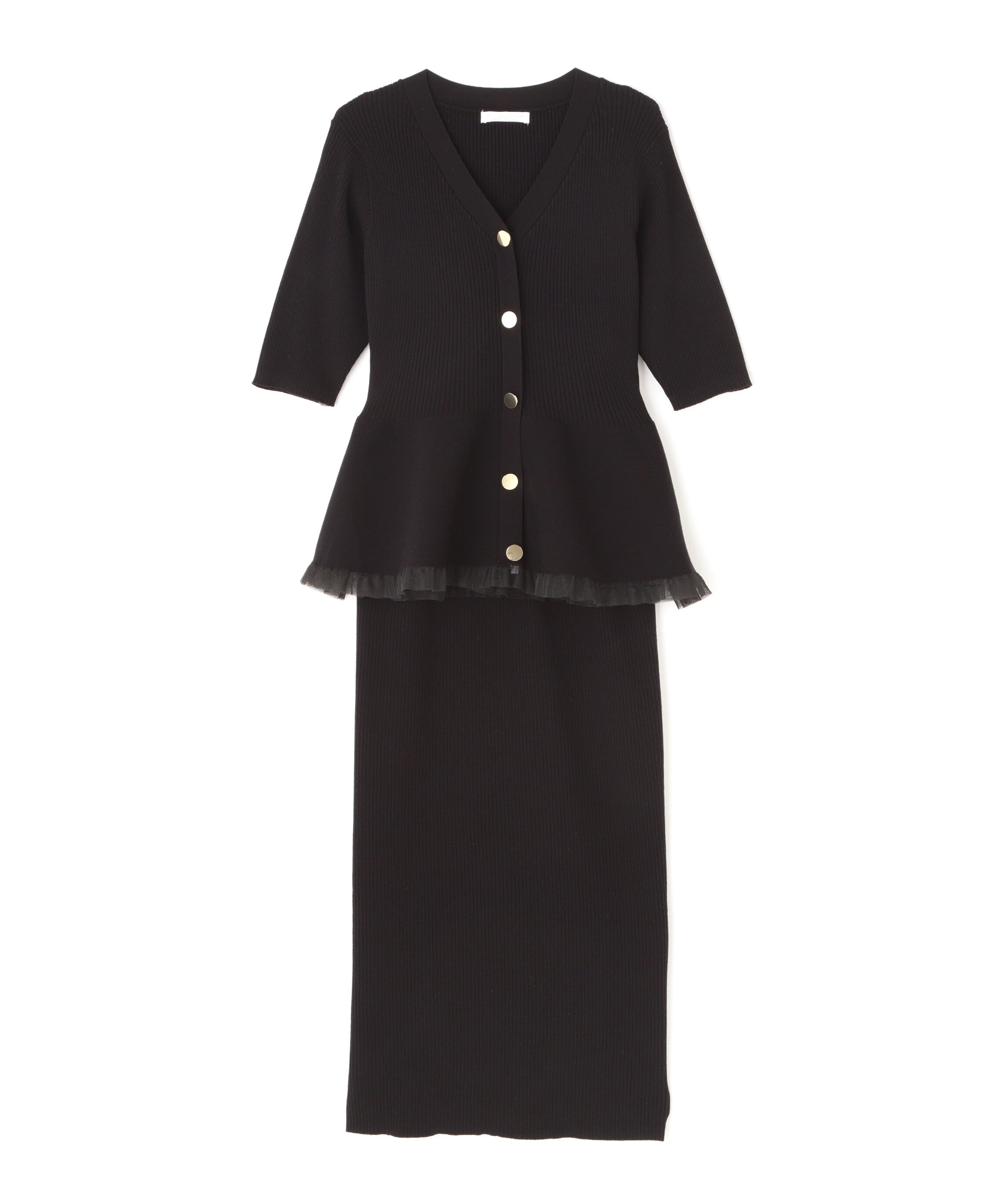 PROPORTION BODY DRESSING「裾シアーペプラムニットセットアップ」|ワンピース|