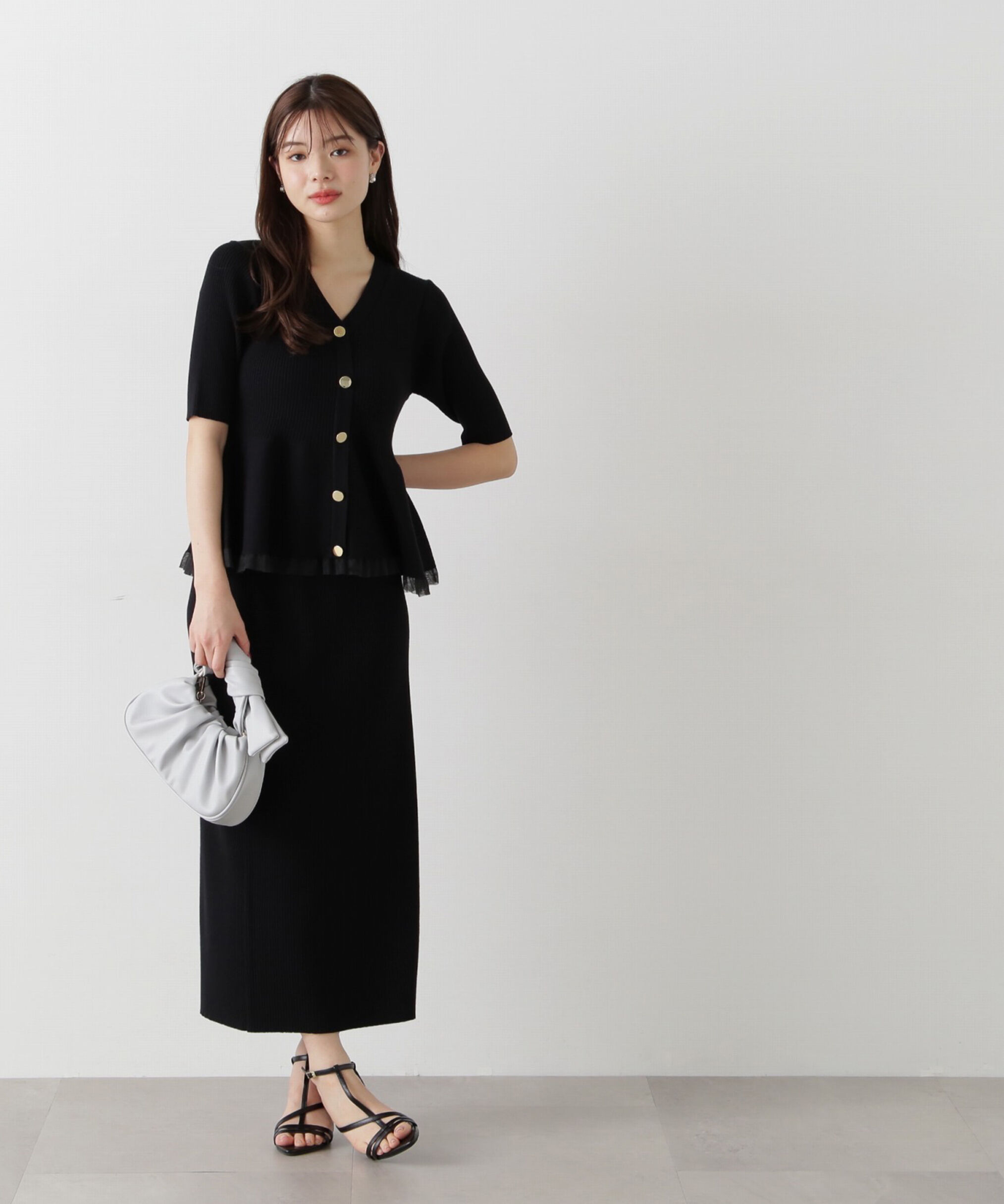 PROPORTION BODY DRESSING「裾シアーペプラムニットセットアップ」|ワンピース|