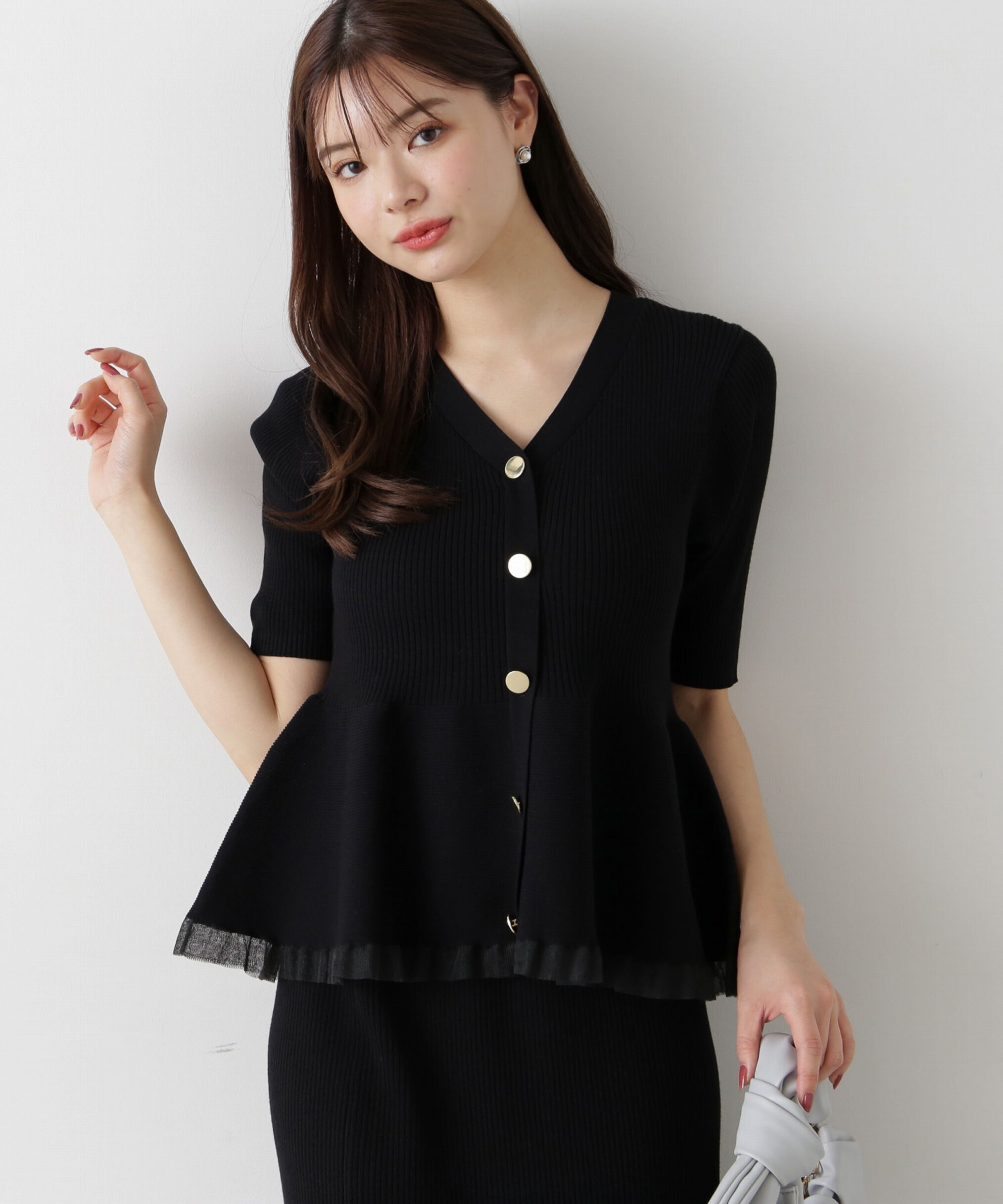 PROPORTION BODY DRESSING「裾シアーペプラムニットセットアップ」|ワンピース|