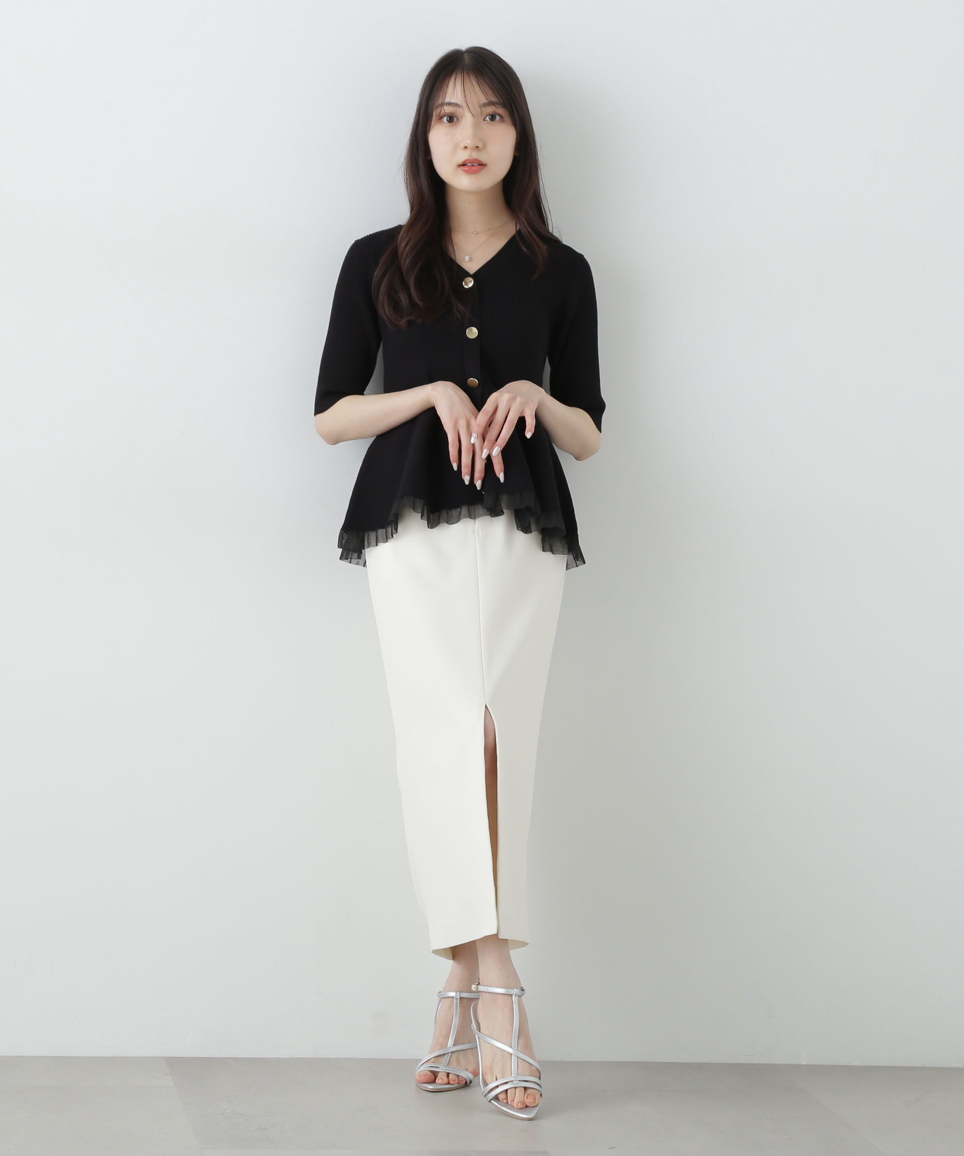 PROPORTION BODY DRESSING「裾シアーペプラムニットセットアップ」|ワンピース|