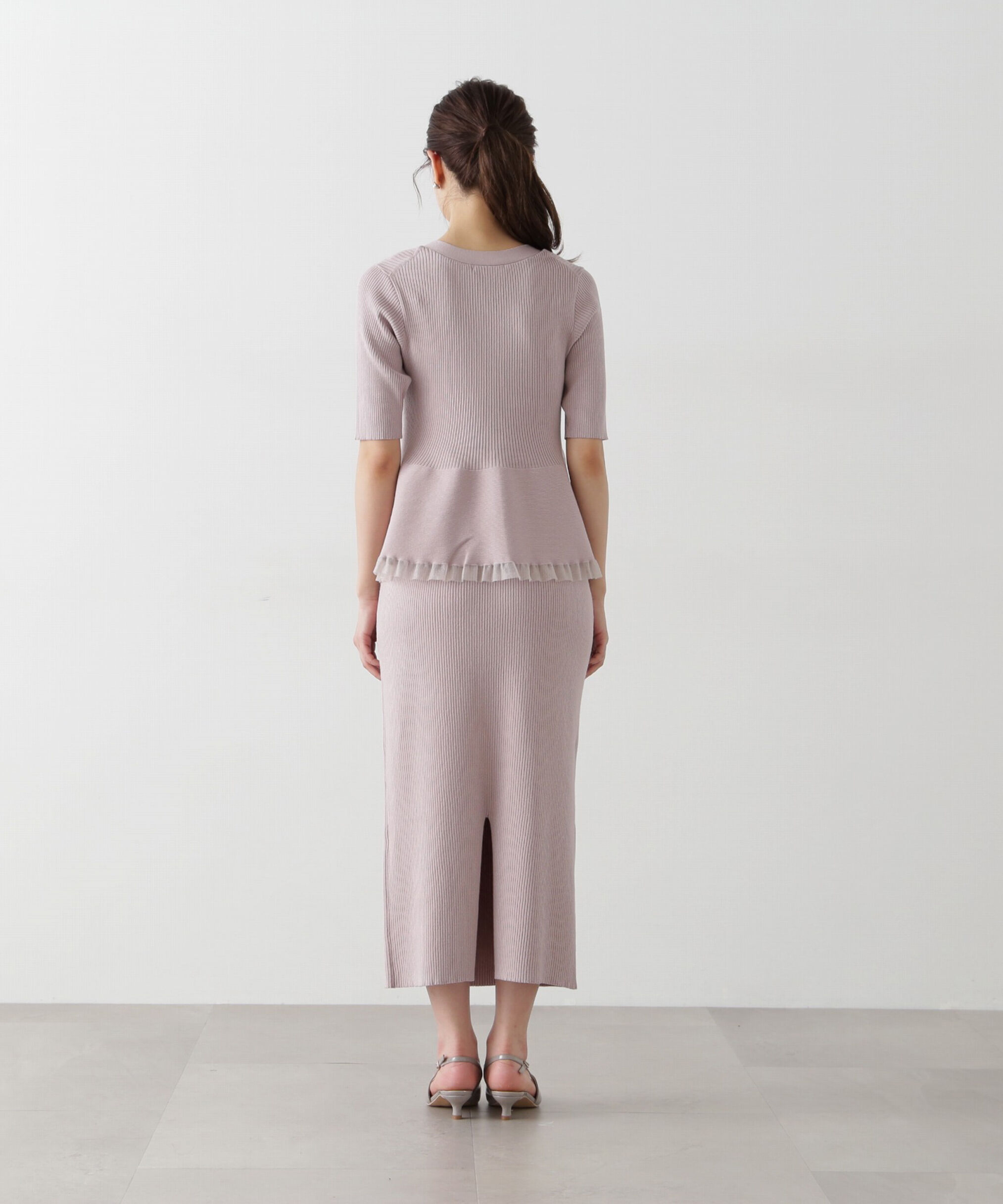 PROPORTION BODY DRESSING「裾シアーペプラムニットセットアップ」|ワンピース|