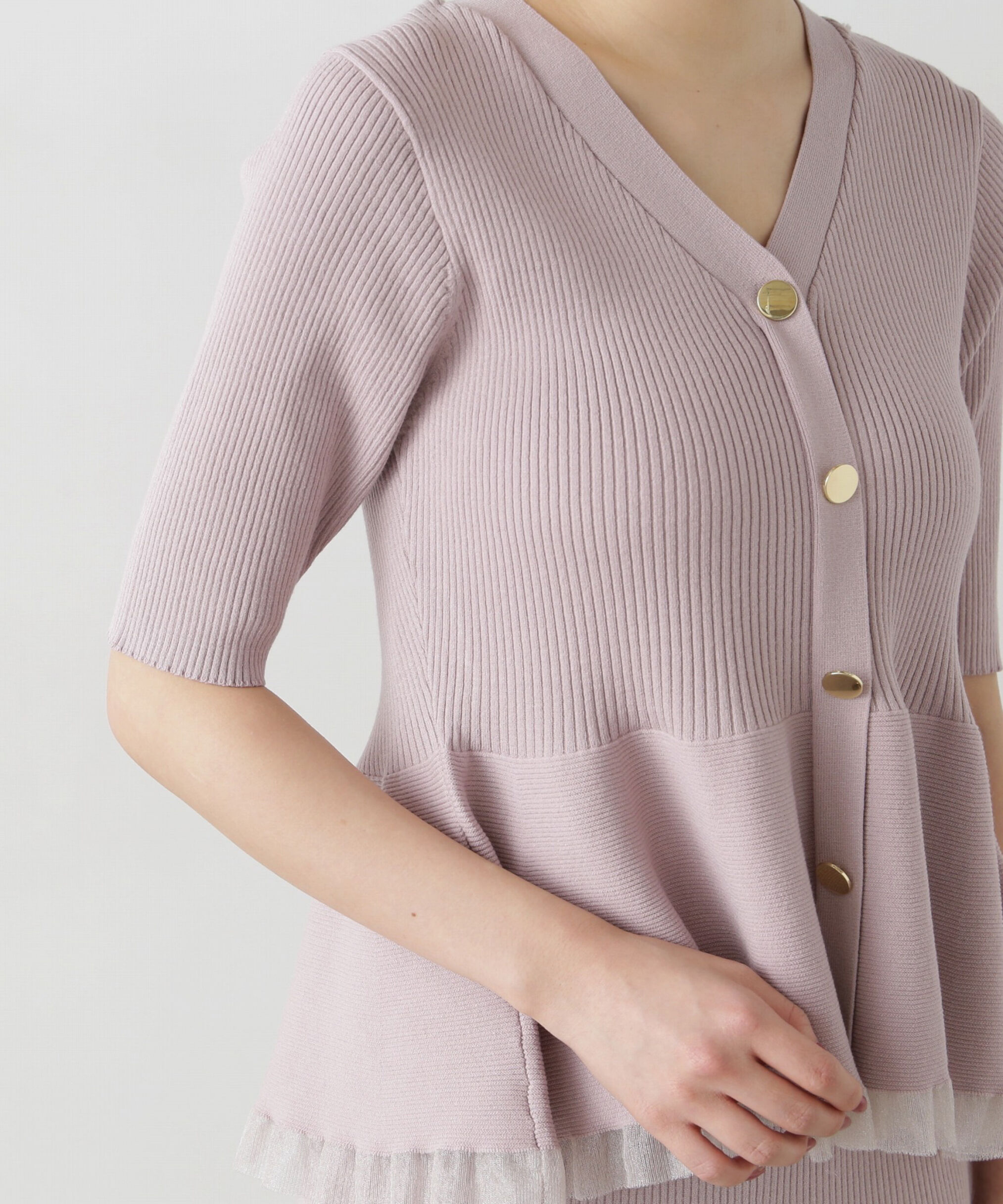 PROPORTION BODY DRESSING「裾シアーペプラムニットセットアップ」|ワンピース|