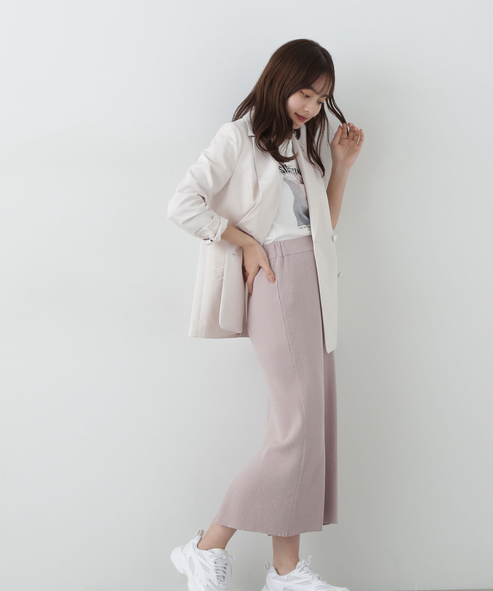 PROPORTION BODY DRESSING「裾シアーペプラムニットセットアップ」|ワンピース|