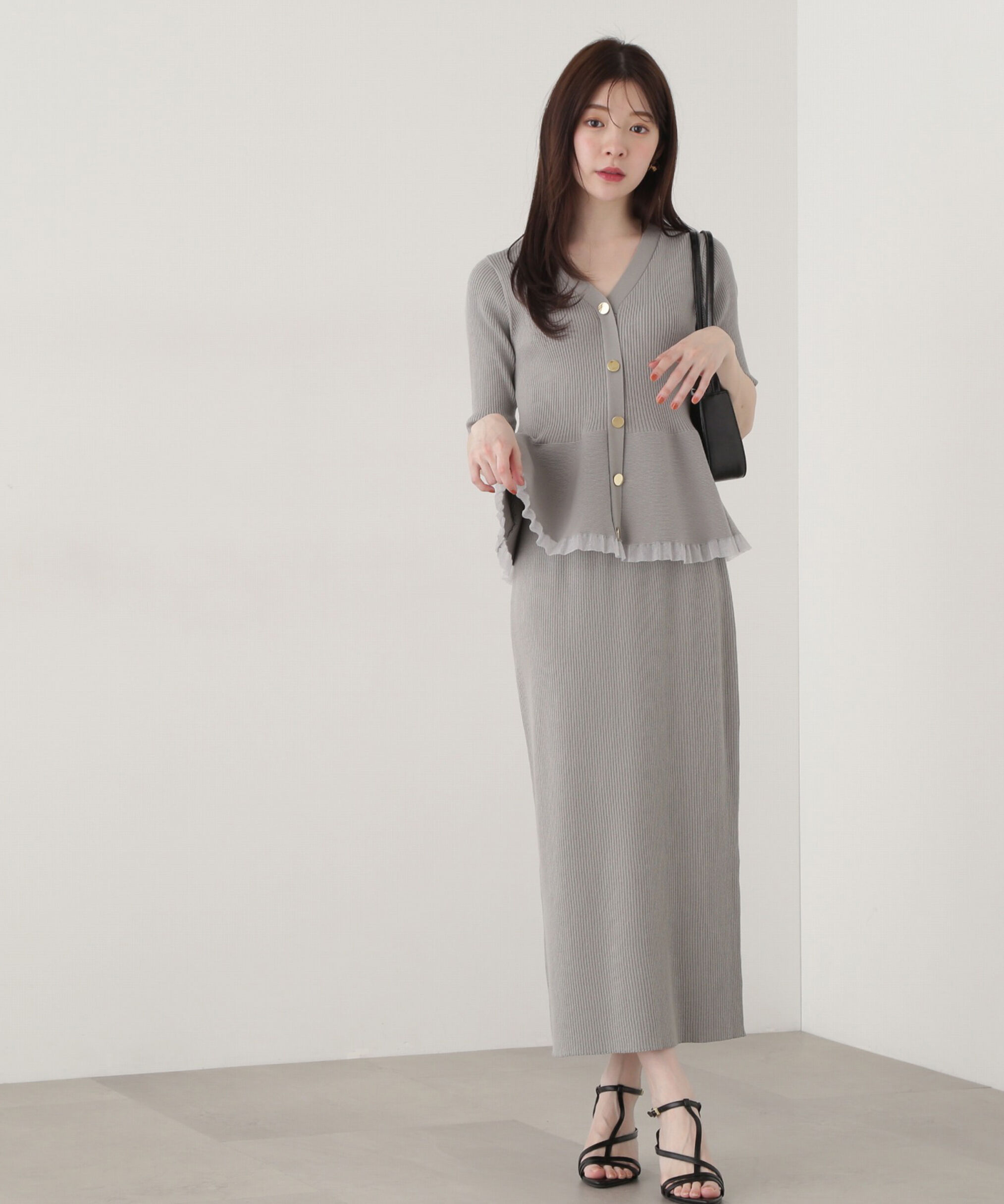 PROPORTION BODY DRESSING「裾シアーペプラムニットセットアップ」|ワンピース|ミント