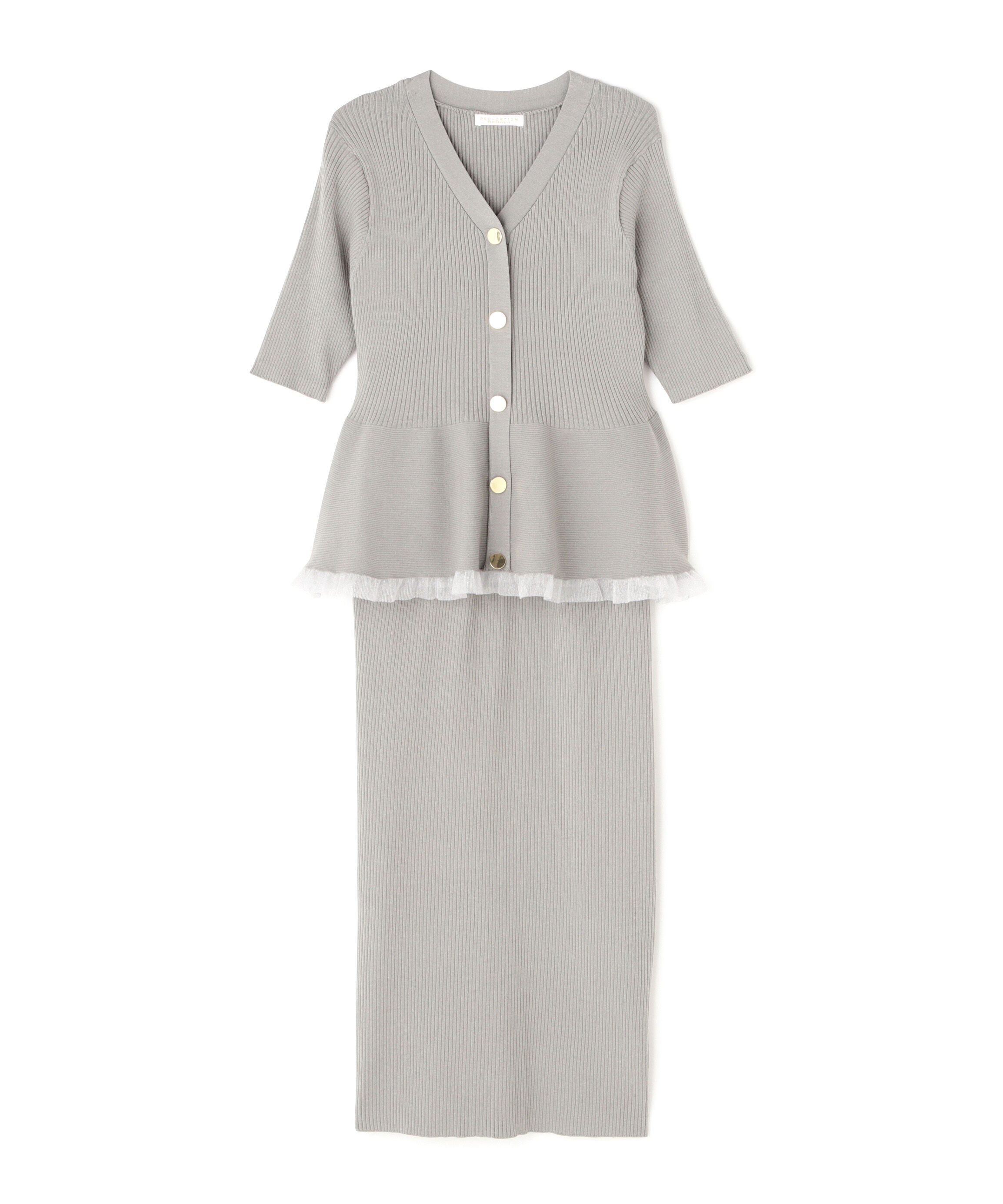 PROPORTION BODY DRESSING「裾シアーペプラムニットセットアップ」|ワンピース|