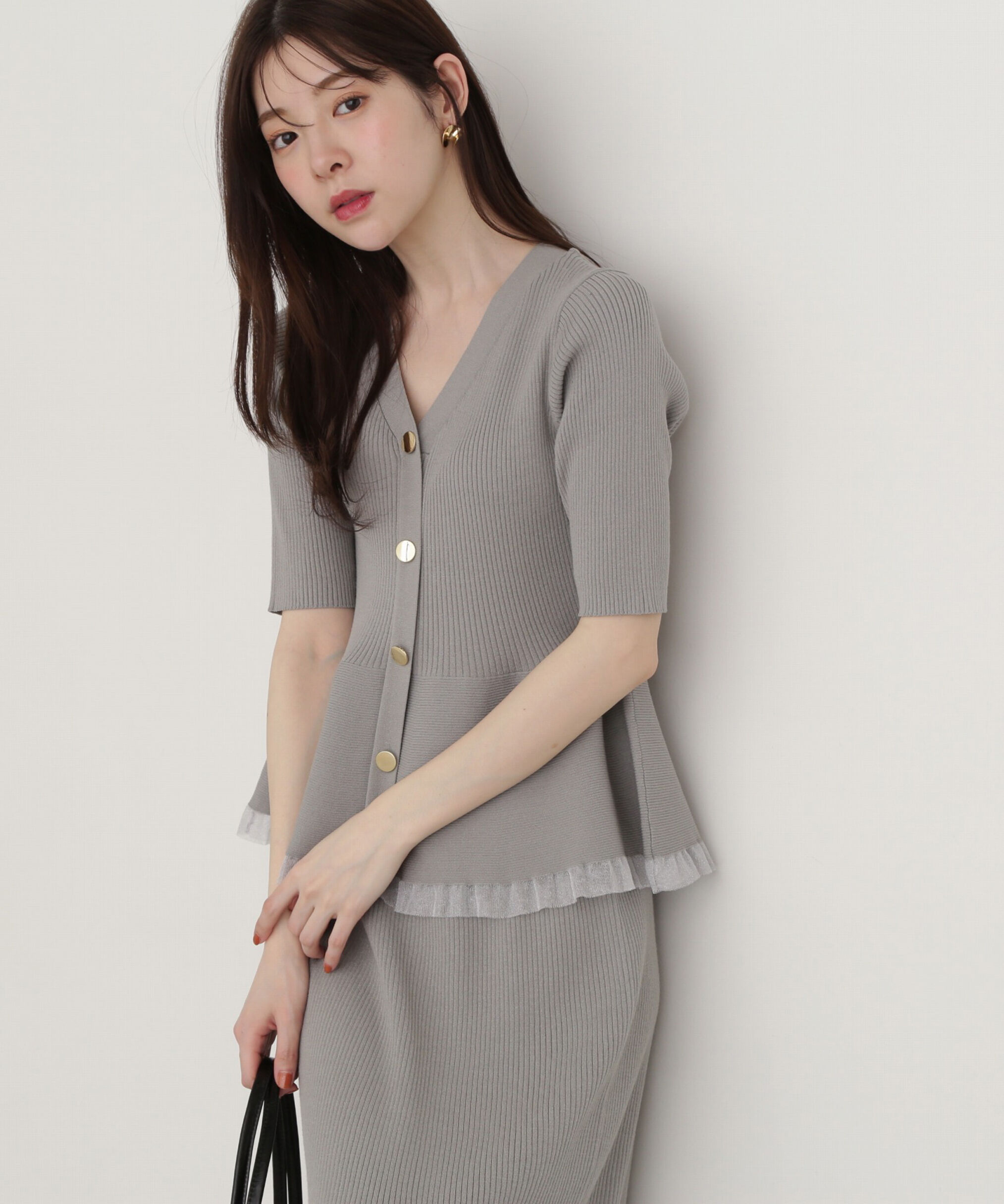 PROPORTION BODY DRESSING「裾シアーペプラムニットセットアップ」|ワンピース|