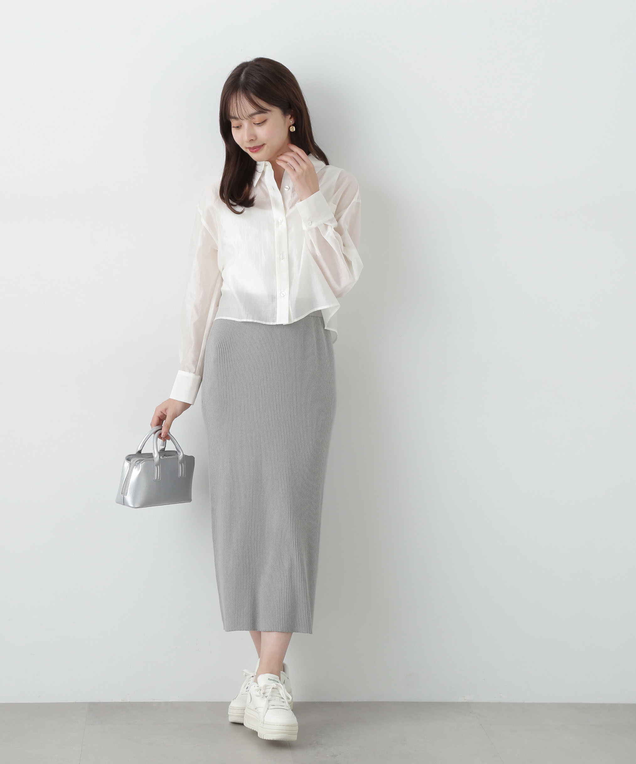 PROPORTION BODY DRESSING「裾シアーペプラムニットセットアップ」|ワンピース|