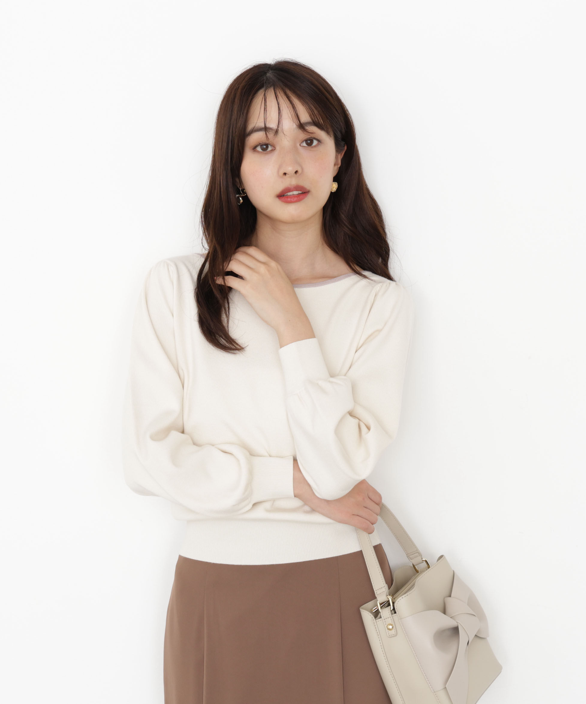 PROPORTION BODY DRESSING「＜ハンドウォッシャブル＞前後2wayパールニット 25AW」|ニット・セーター|アイボリー&times;  2