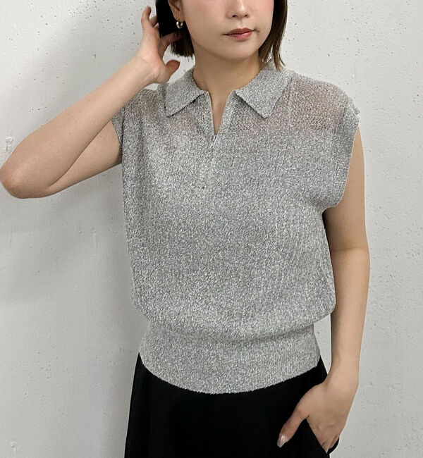 archives「カールヤーンハーフＺＩＰノースリニット」|ニット・セーター|GRAY