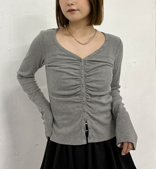 archives「ボタンギャザーＶネックＴＯＰＳ」|Tシャツ・カットソー|