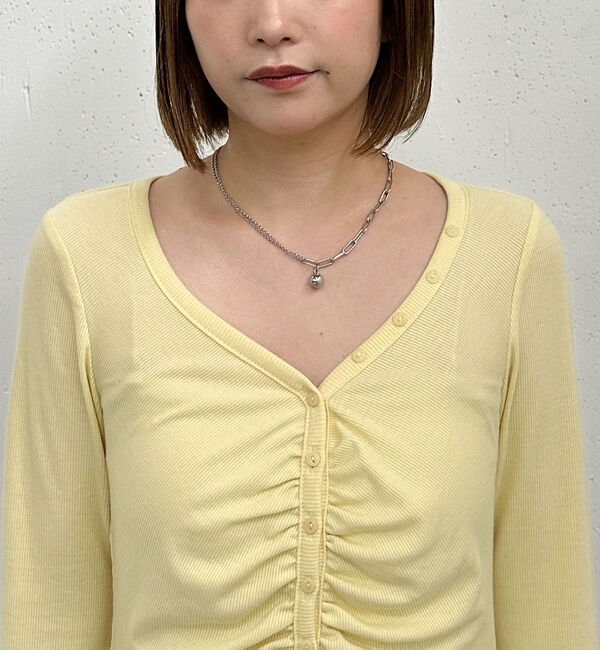 archives「ボタンギャザーＶネックＴＯＰＳ」|Tシャツ・カットソー|