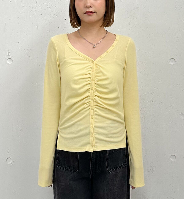 archives「ボタンギャザーＶネックＴＯＰＳ」|Tシャツ・カットソー|