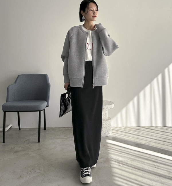 Doux archives「Ｗ　ＺＩＰボンディングノーカラーブルゾン」|Tシャツ・カットソー|