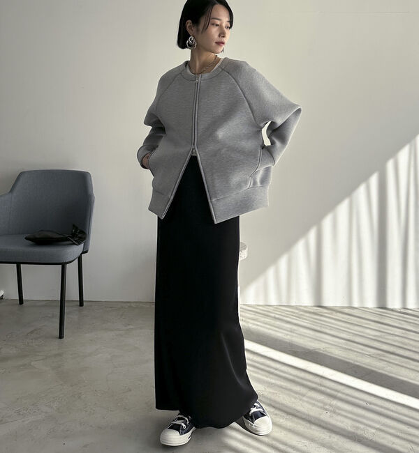 Doux archives「Ｗ　ＺＩＰボンディングノーカラーブルゾン」|Tシャツ・カットソー|