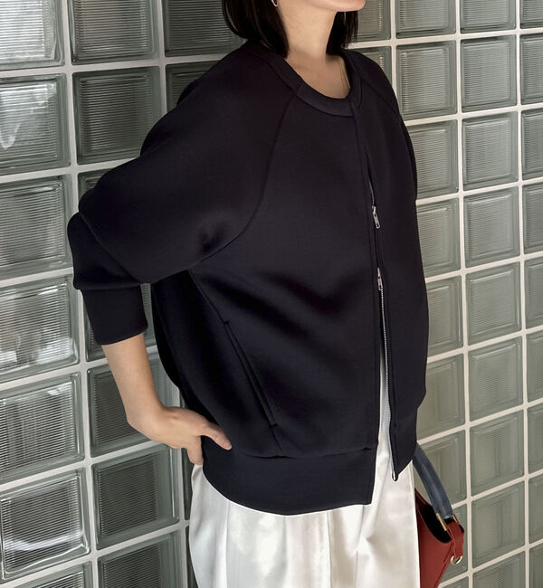 Doux archives「Ｗ　ＺＩＰボンディングノーカラーブルゾン」|Tシャツ・カットソー|