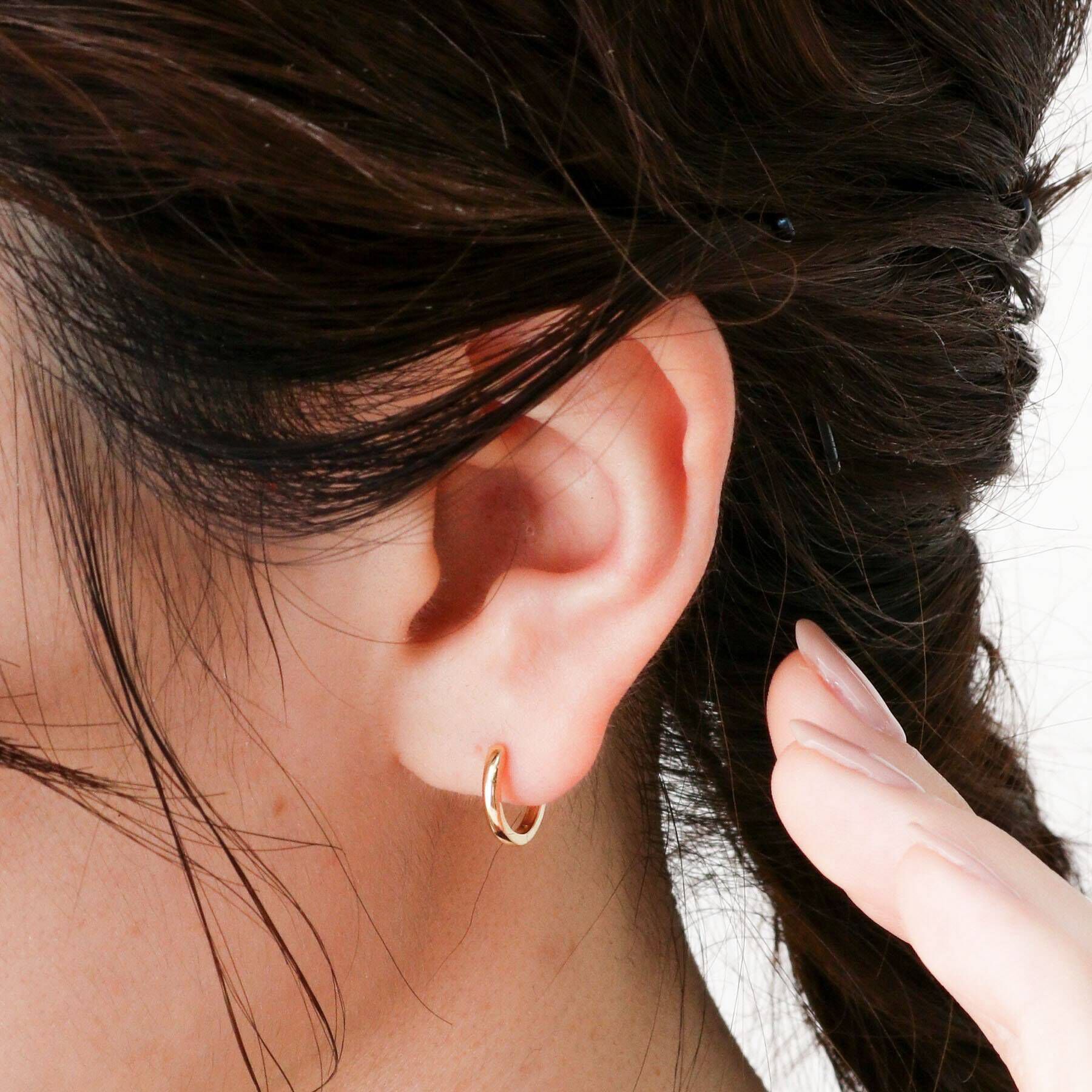 COCOSHNIK「K18平甲中折れ フープピアス」|ピアス|