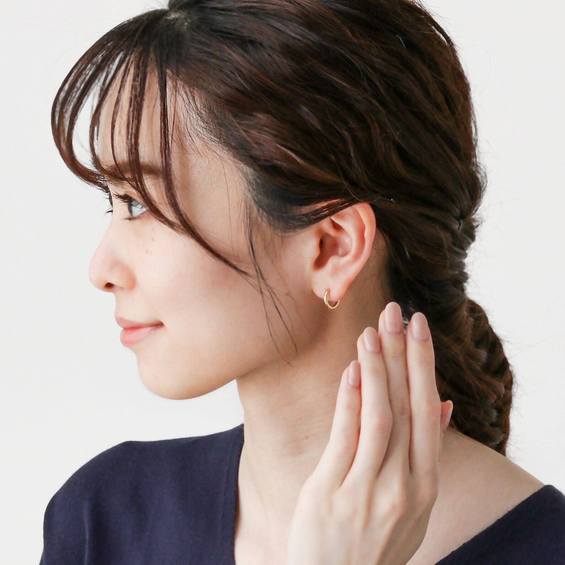 COCOSHNIK「K18平甲中折れ フープピアス」|ピアス|