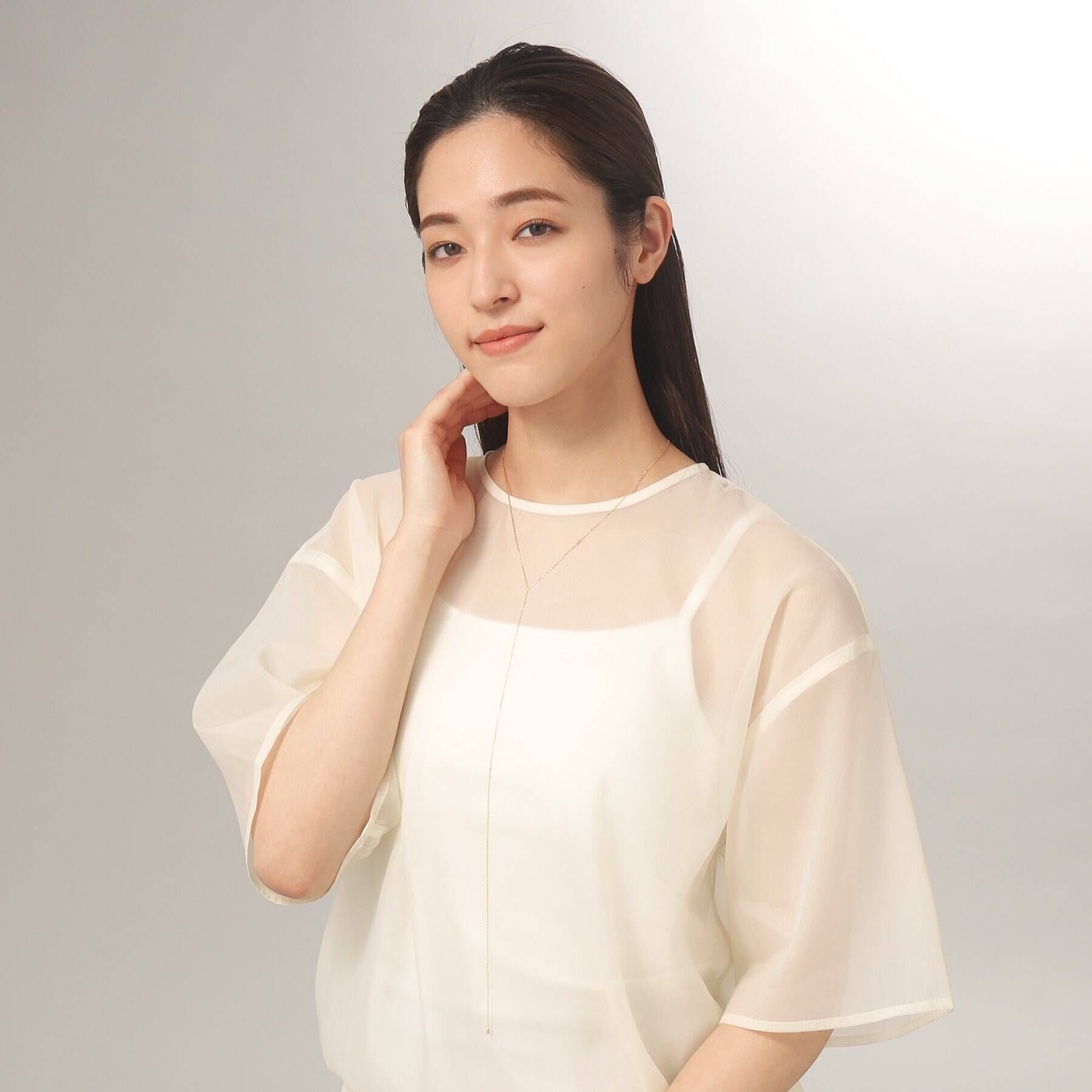 COCOSHNIK「K10フラッシュアズキ Yネックレス」|ネックレス|