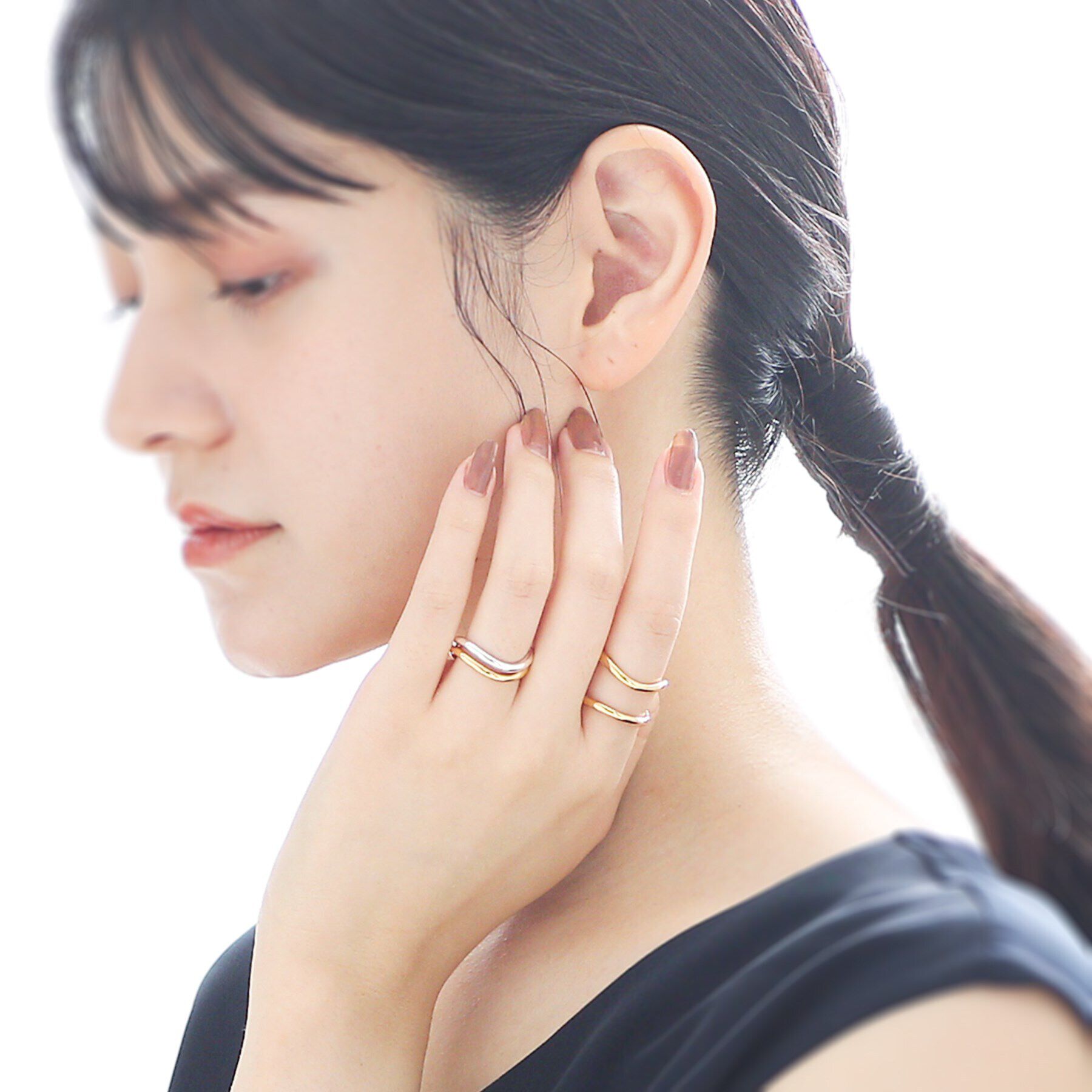 COCOSHNIK ONKITSCH「シルバー ラインリング カーブ」|リング|