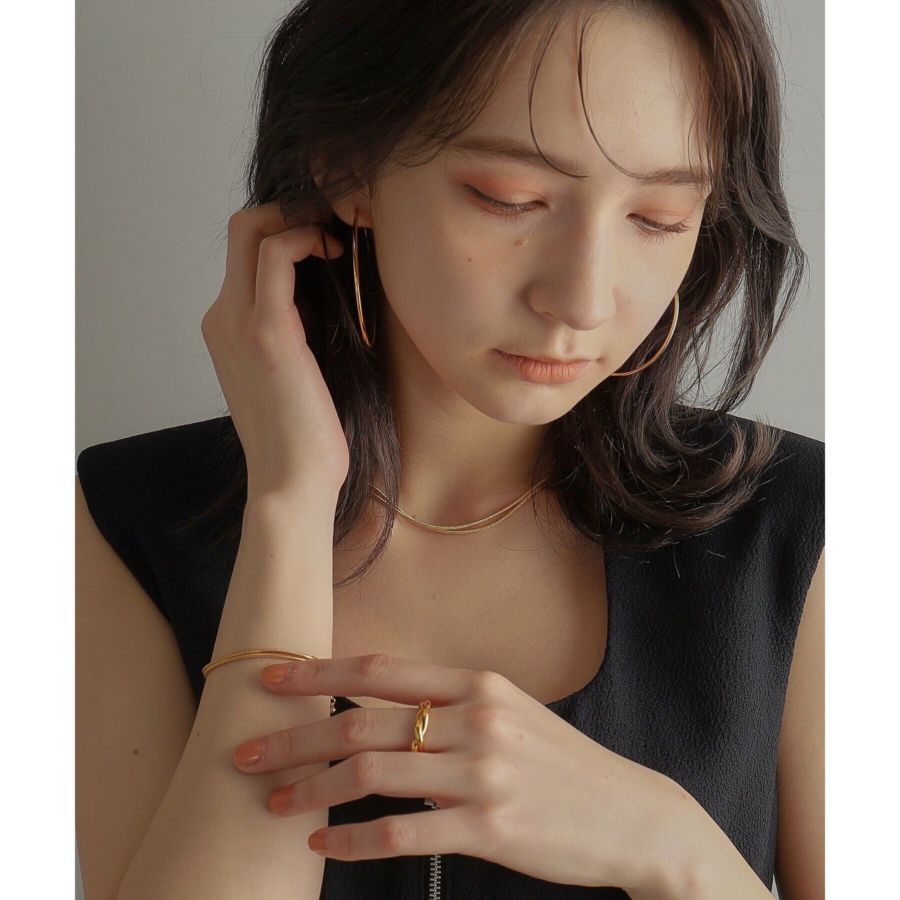 COCOSHNIK ONKITSCH「シルバー スネークチェーン ダブルネックレス GP」|ネックレス|