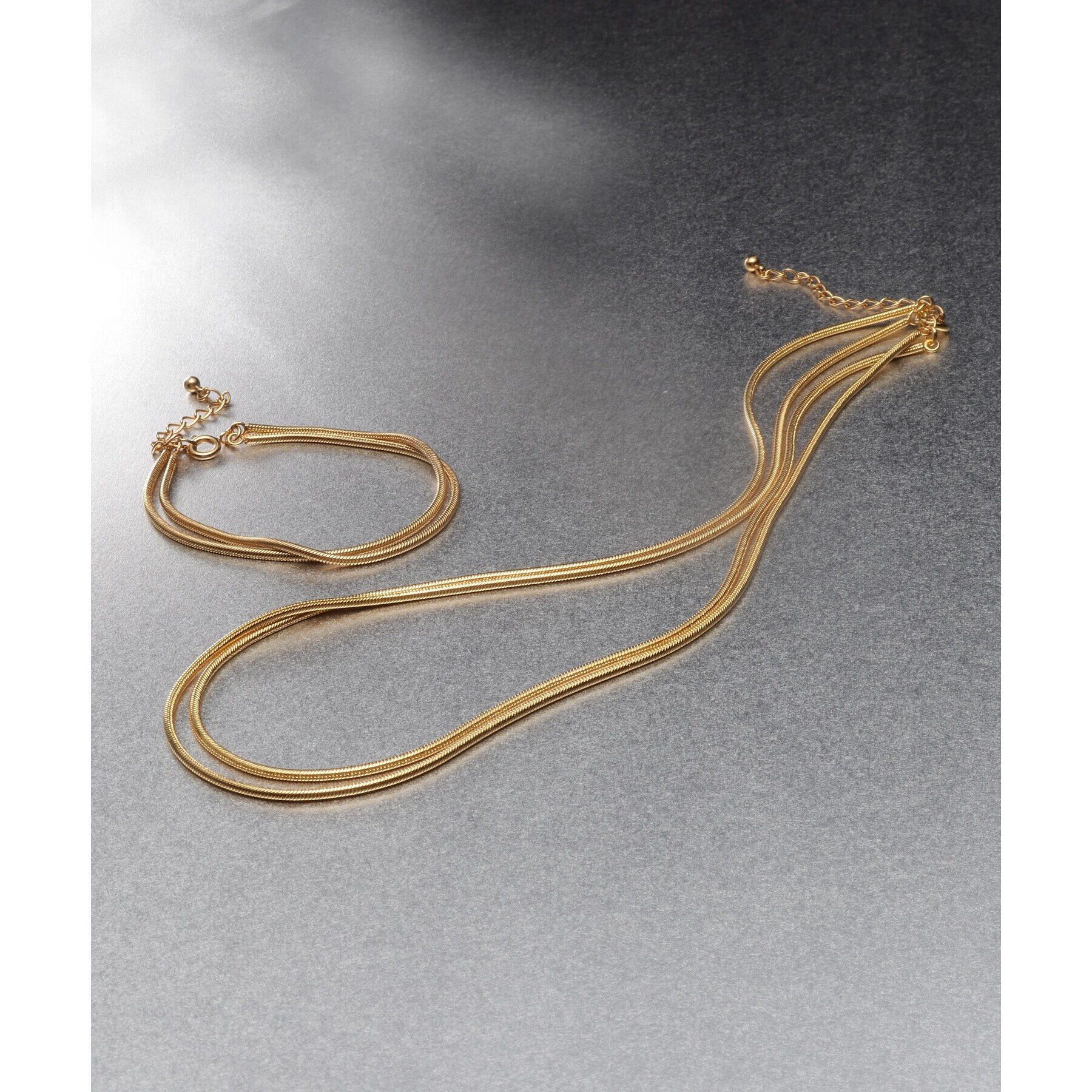 COCOSHNIK ONKITSCH「シルバー スネークチェーン ダブルネックレス GP」|ネックレス|